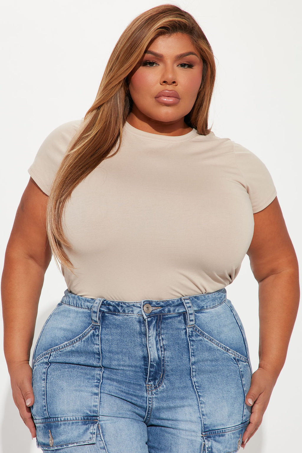 Lily Crew Neck Top - Taupe