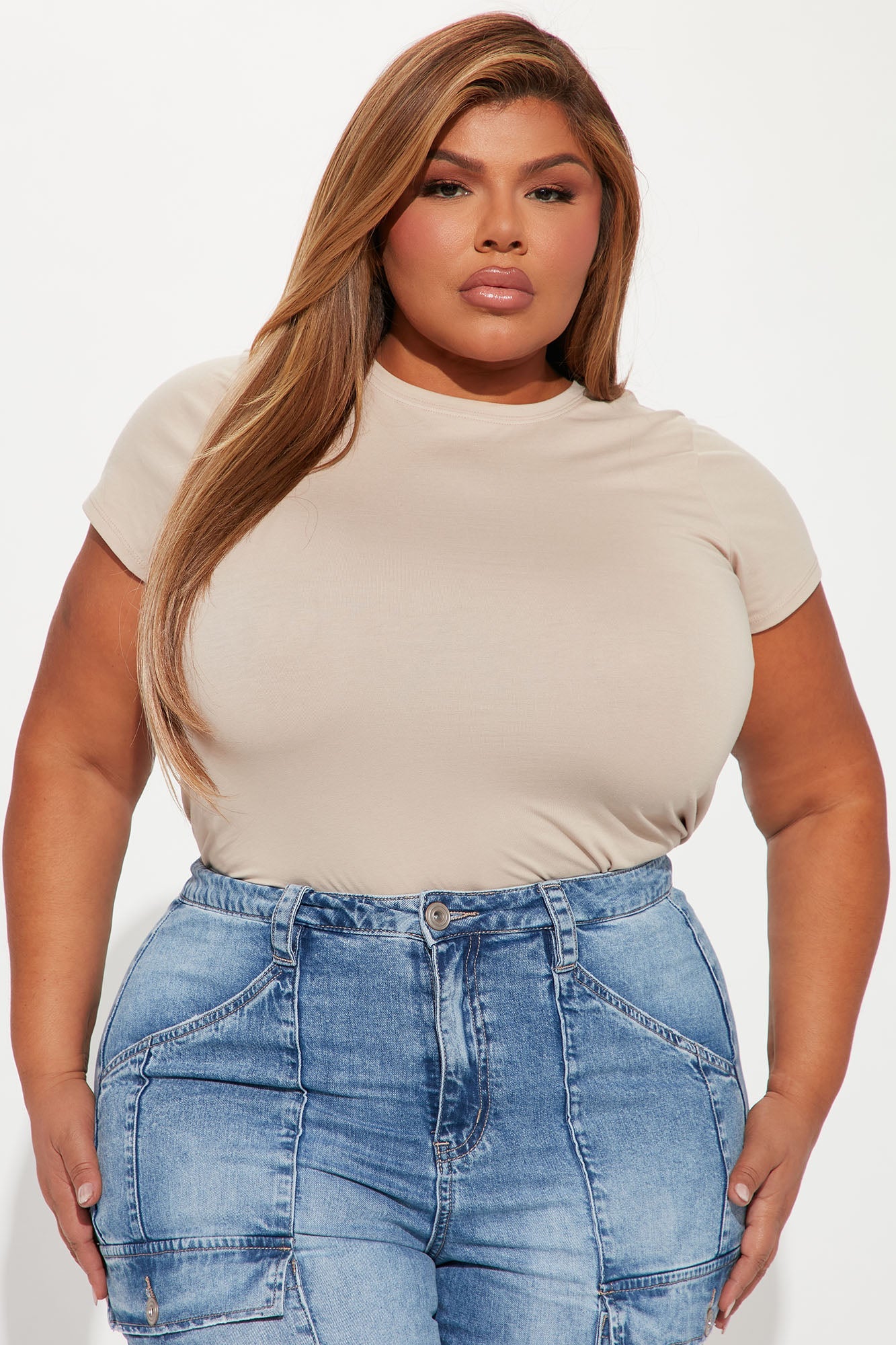 Lily Crew Neck Top - Taupe