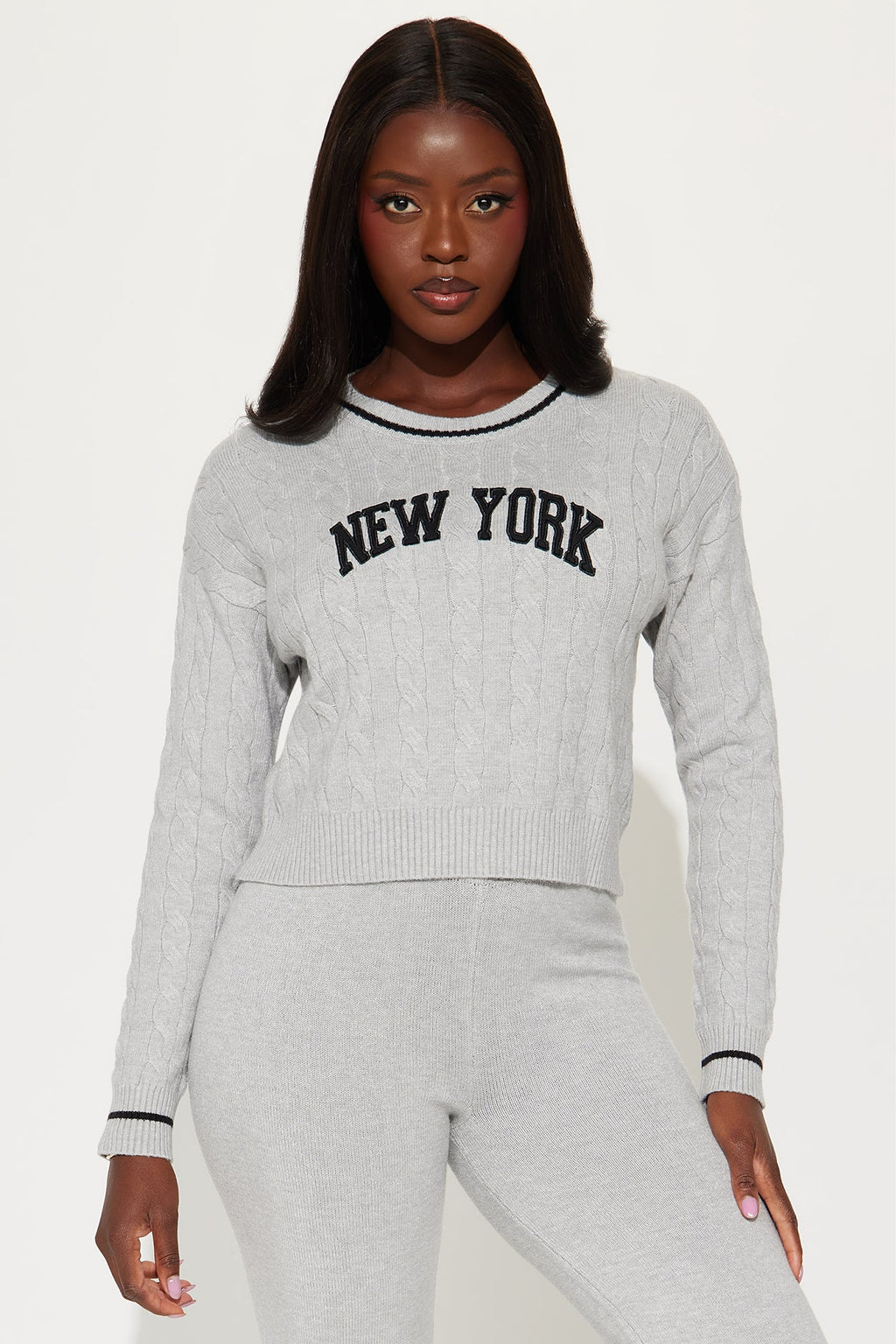 In New York Sweater Pant Set - Heather Grey