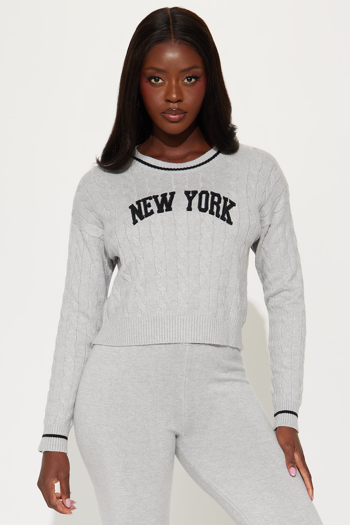 In New York Sweater Pant Set - Heather Grey