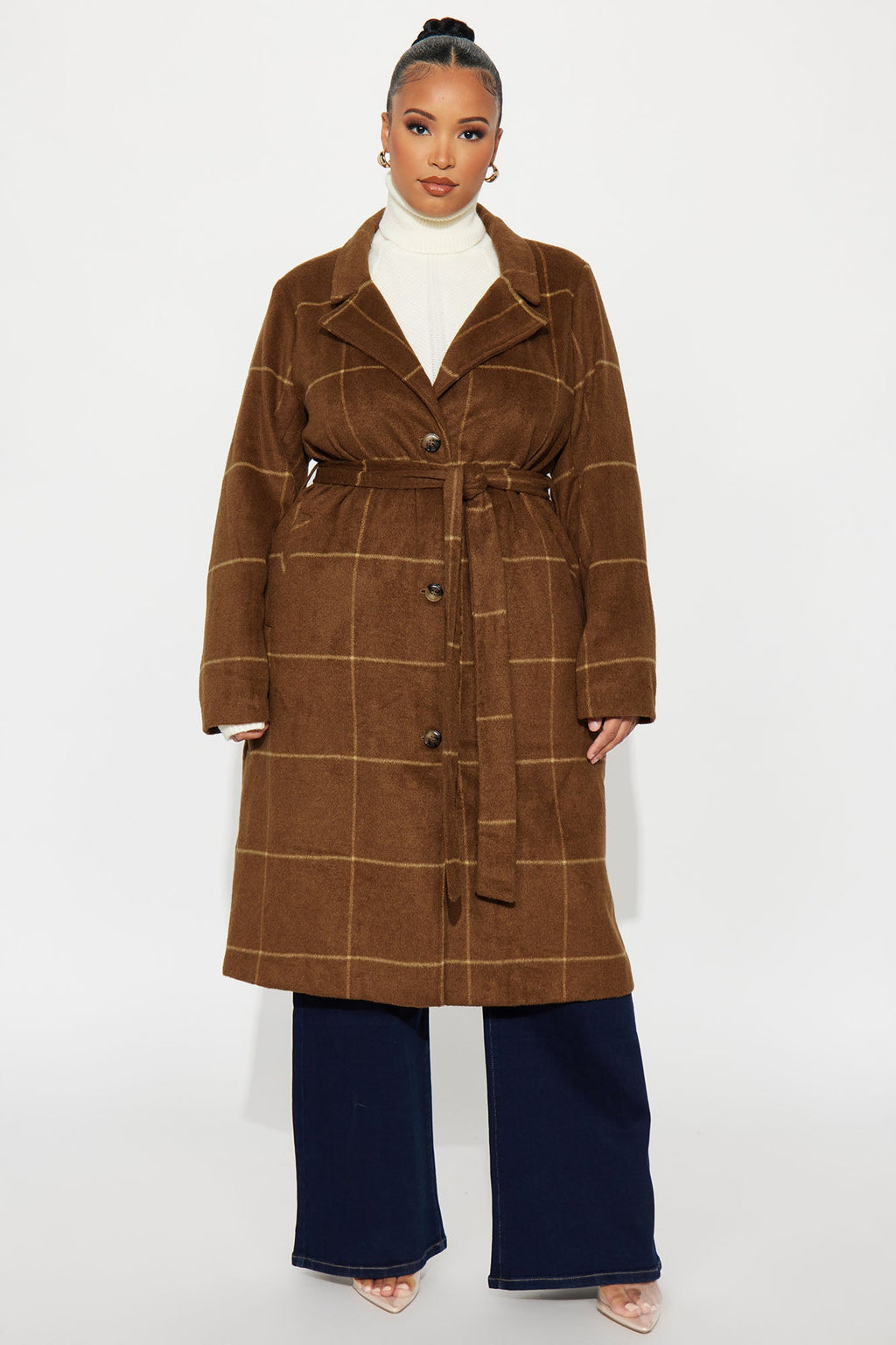 Dana Plaid Wool Trench - Camel/combo