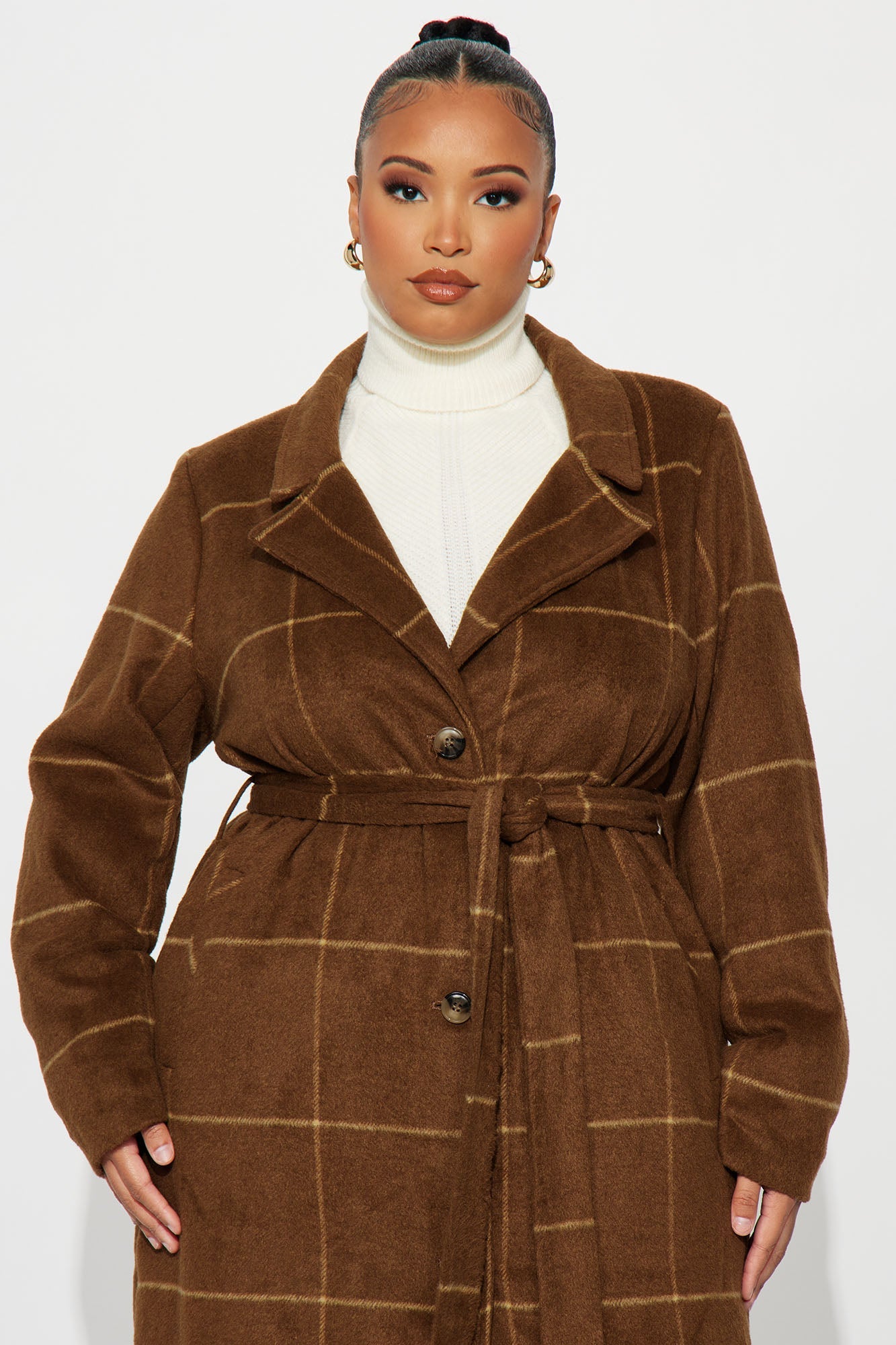 Dana Plaid Wool Trench - Camel/combo