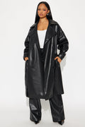 Celeste Faux Leather Trench - Black