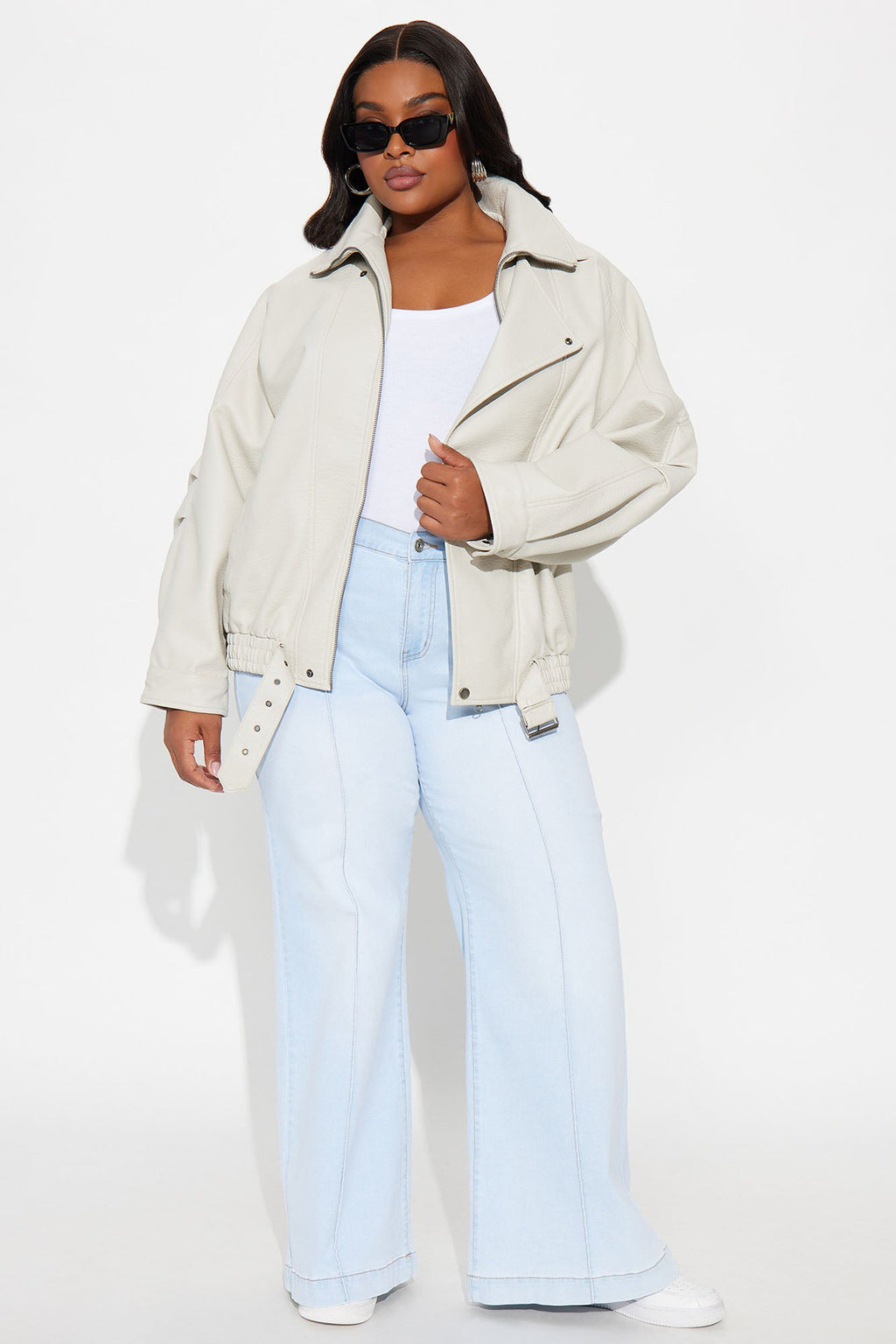 Harlem Faux Leather Moto Jacket - Stone