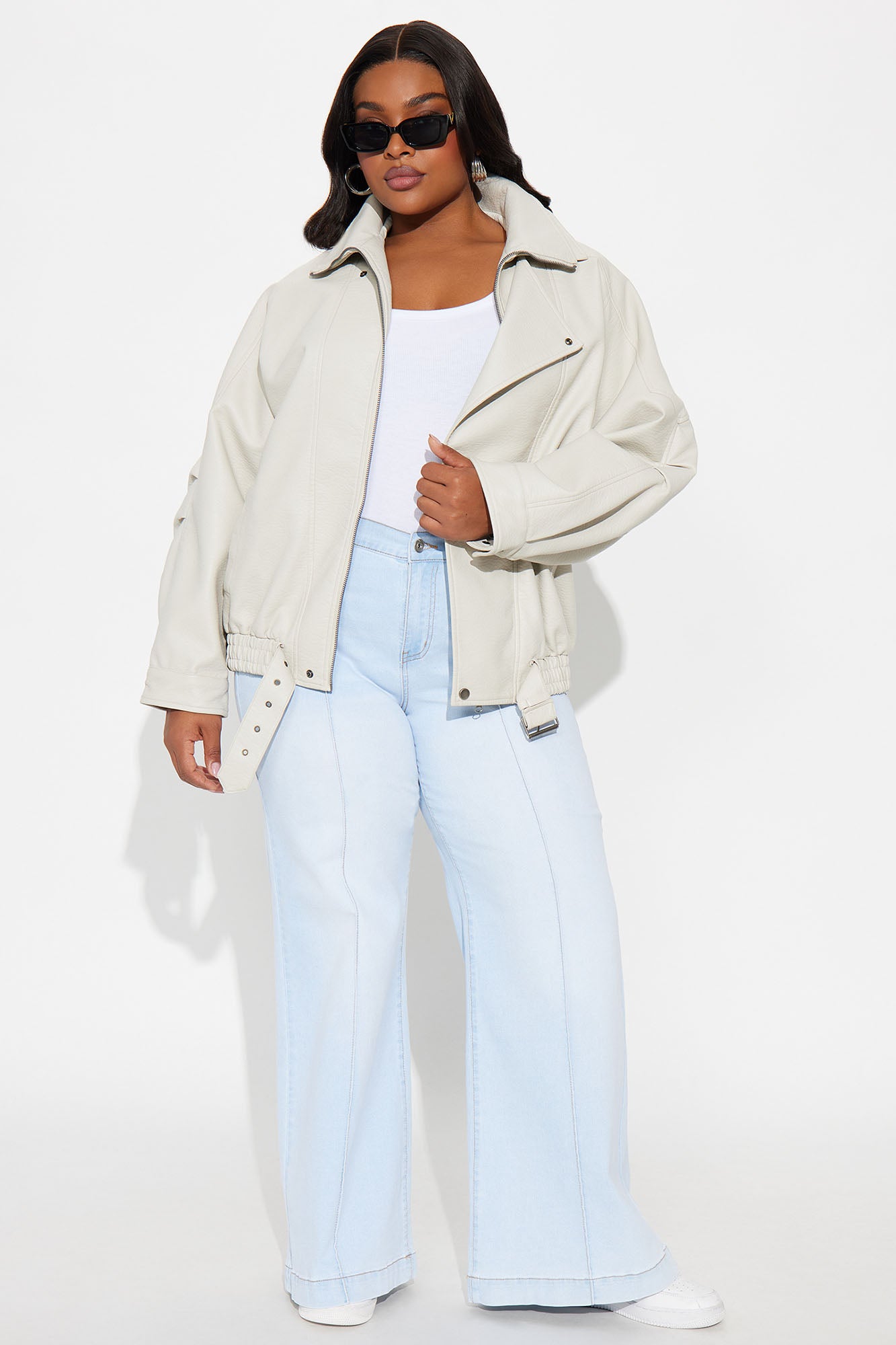 Harlem Faux Leather Moto Jacket - Stone