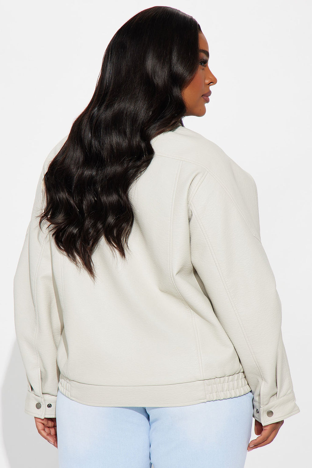 Harlem Faux Leather Moto Jacket - Stone