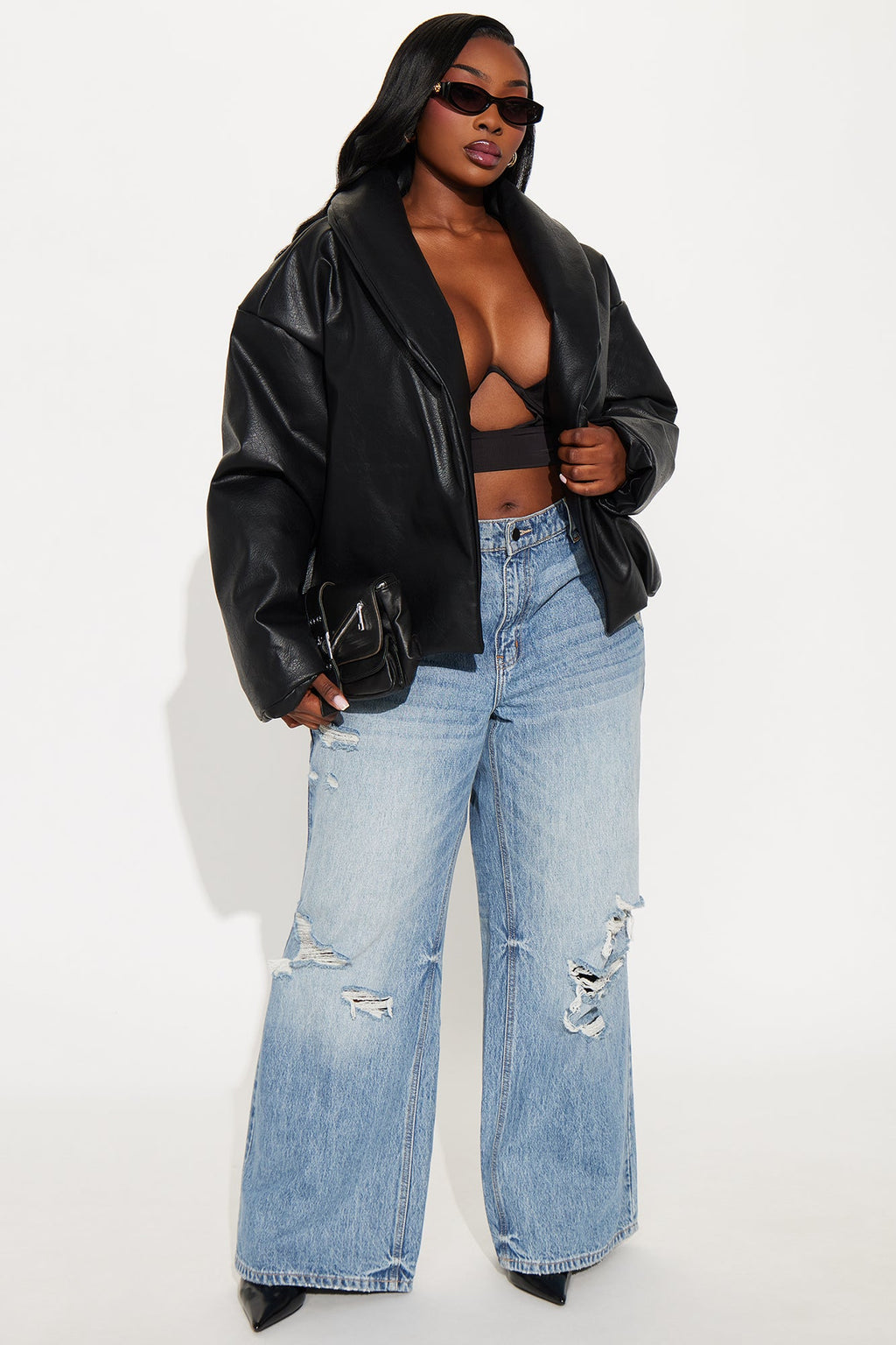 Kiara Faux Leather Jacket - Black