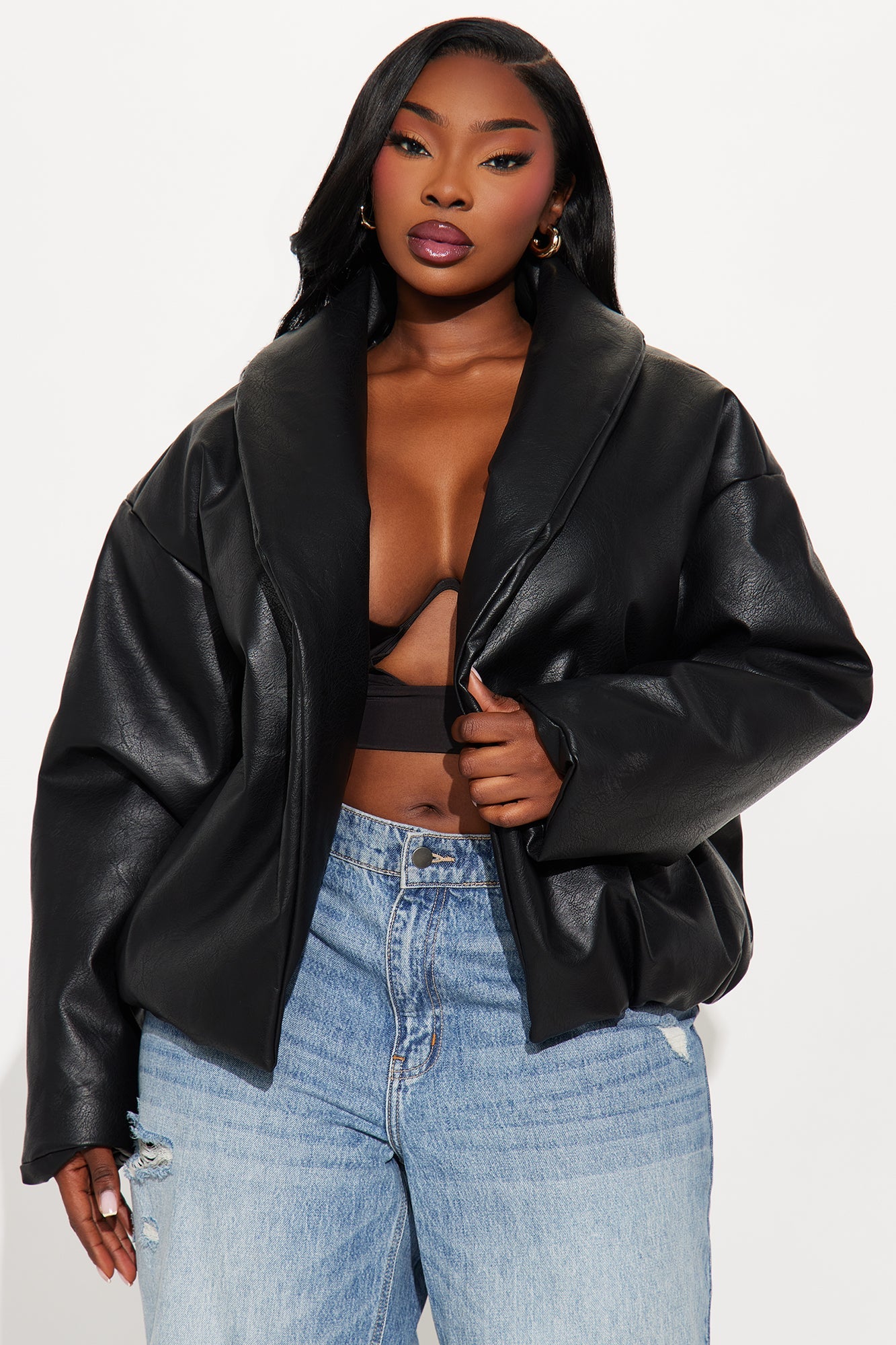 Kiara Faux Leather Jacket - Black