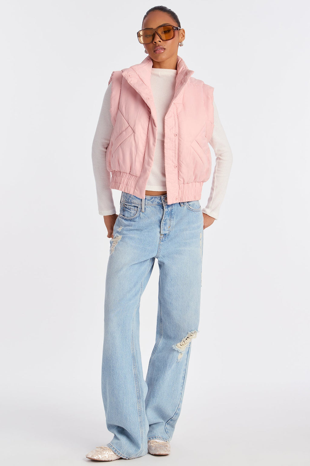 Cabin Cutie Puffer Vest - Light Pink
