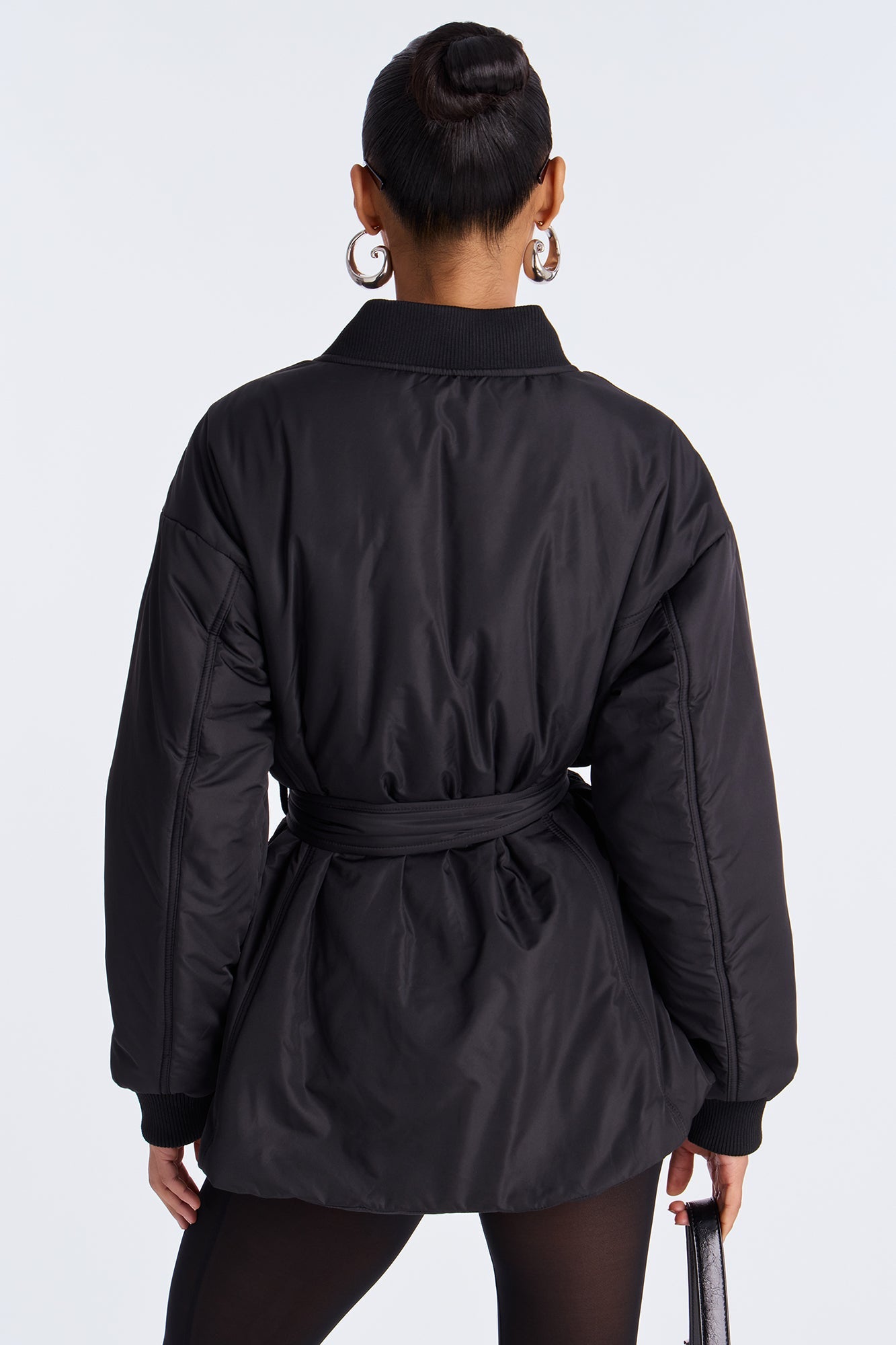Giana Belted Puffer Jacket - Black
