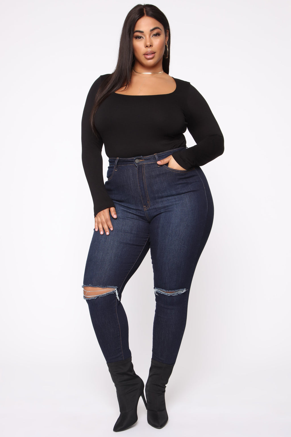 Yasmeen Square Neck Top - Black