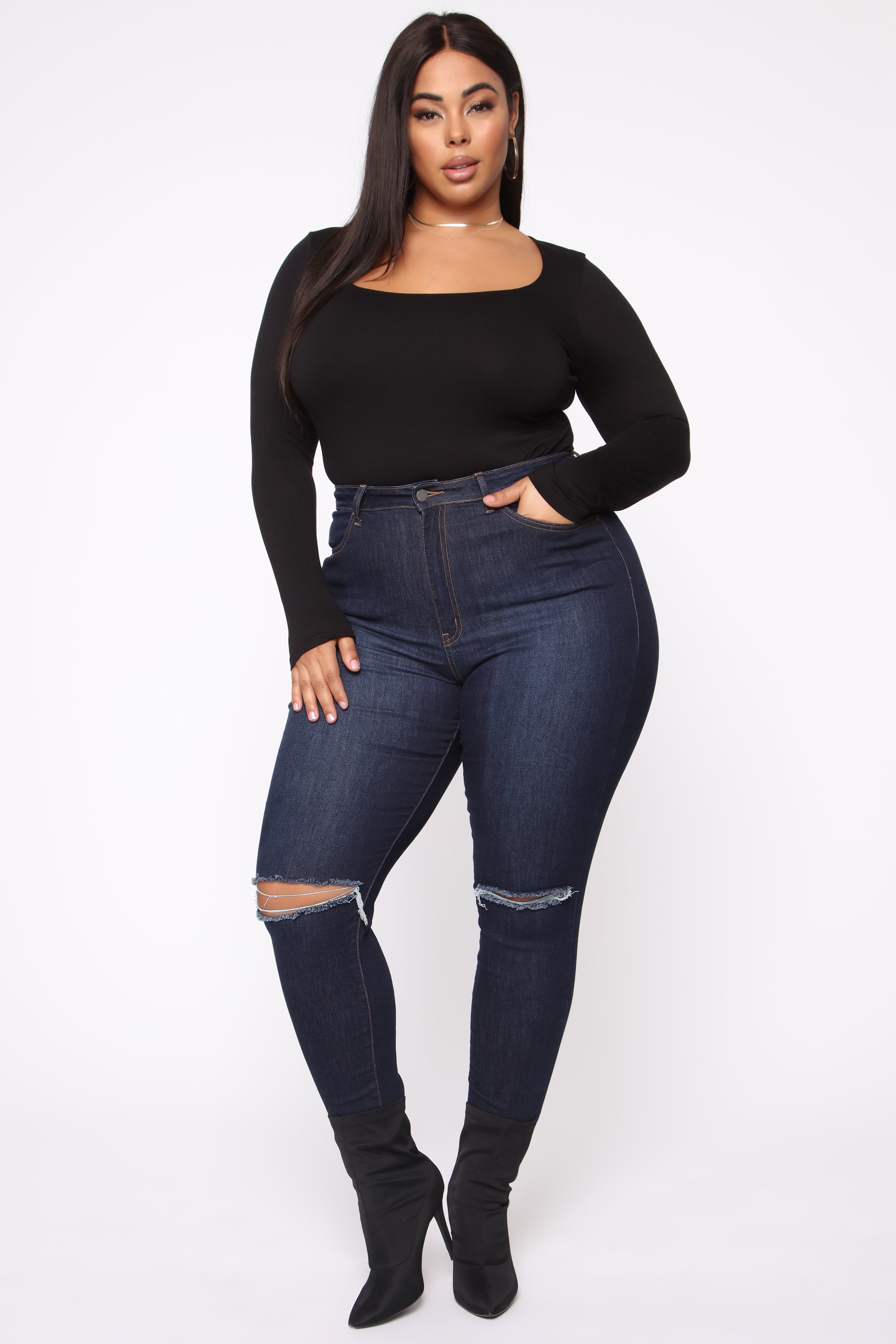 Yasmeen Square Neck Top - Black