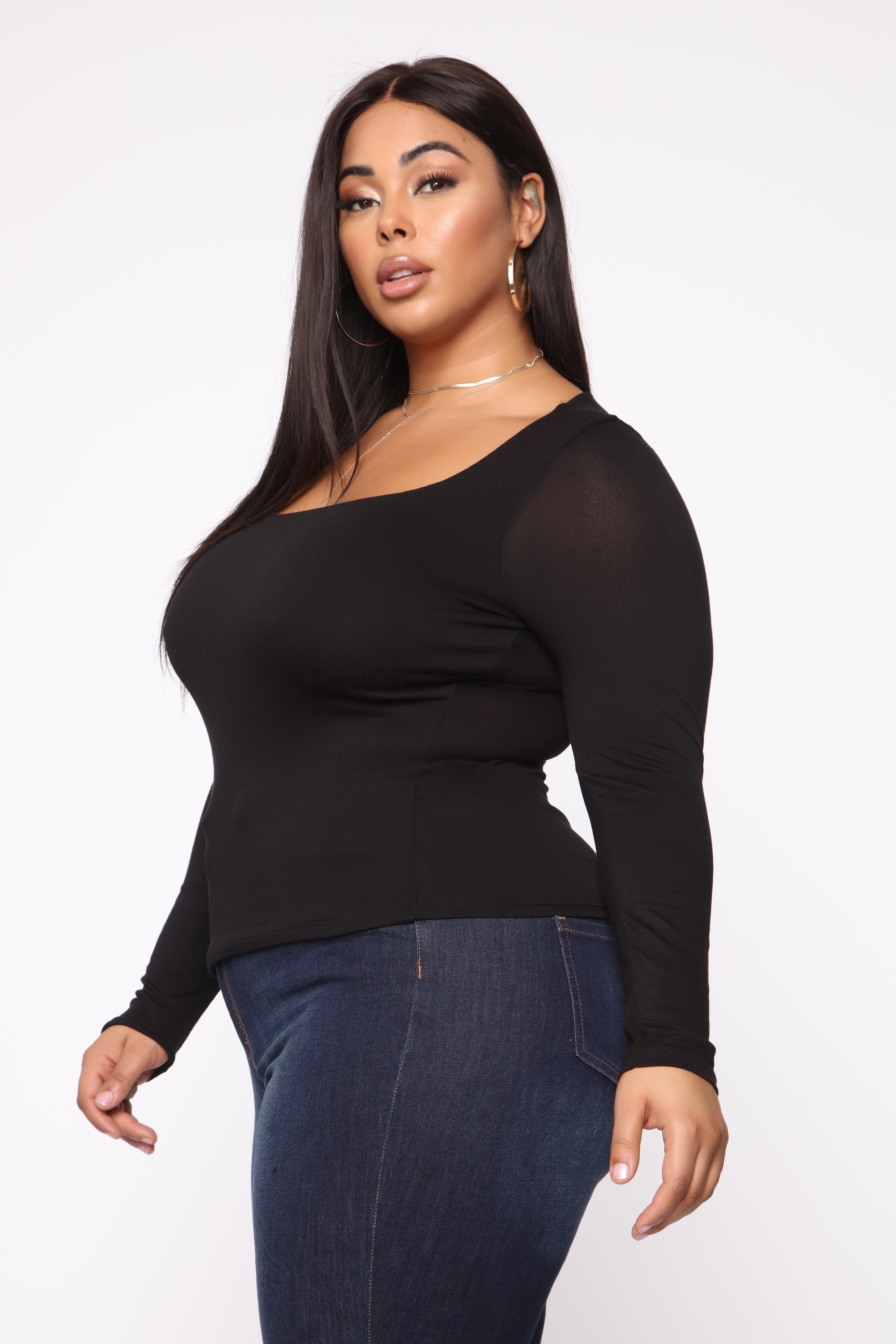Yasmeen Square Neck Top - Black
