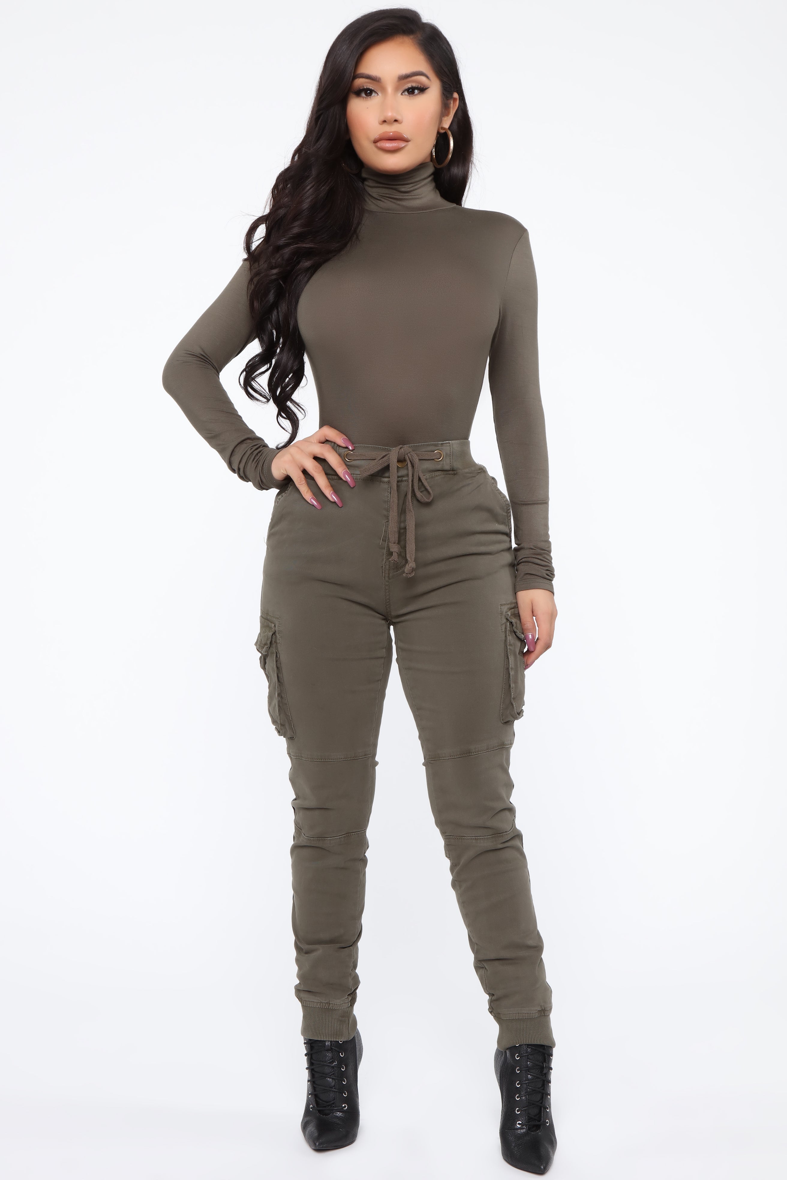 Pamela Turtle Neck Long Sleeve Top - Olive