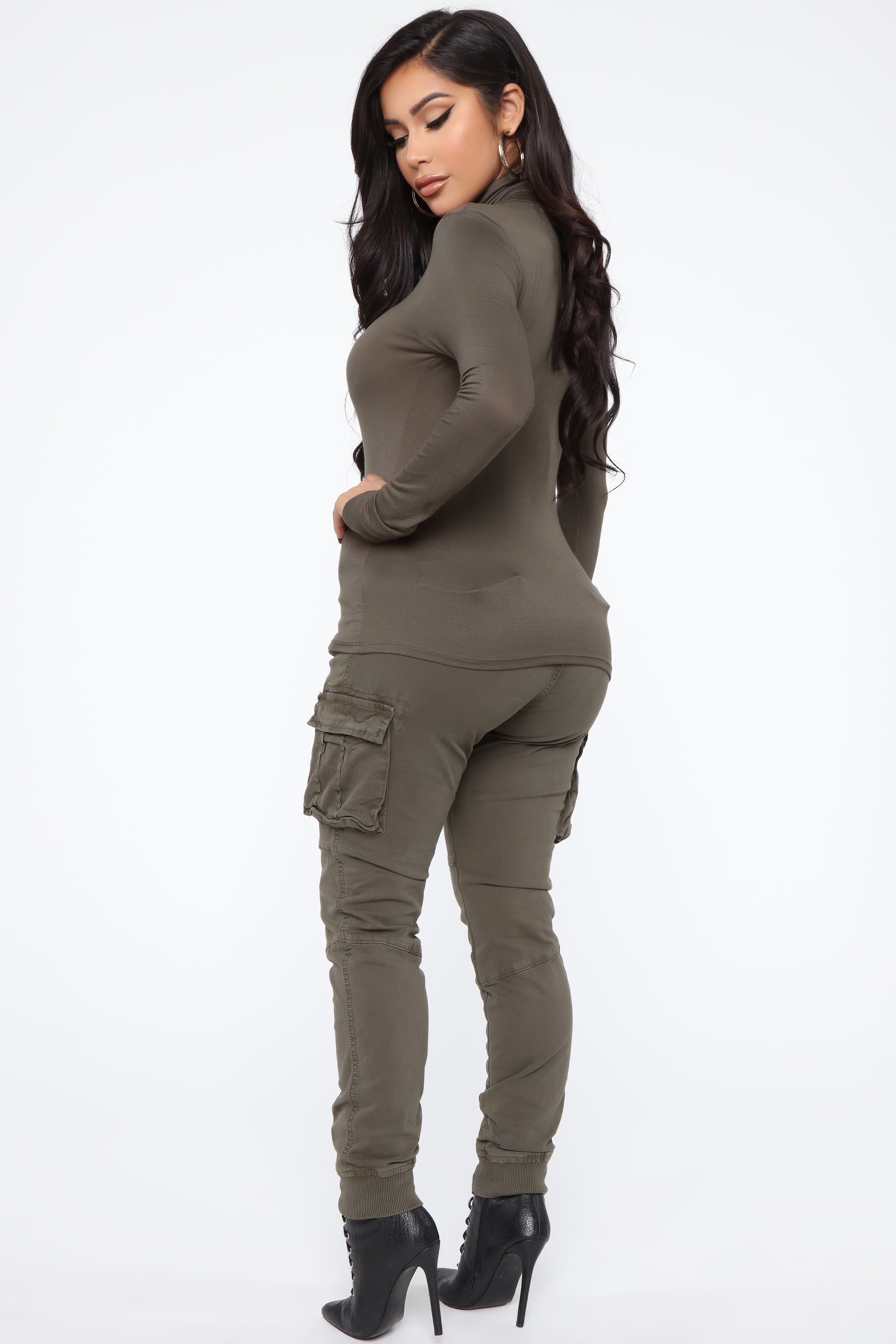 Pamela Turtle Neck Long Sleeve Top - Olive