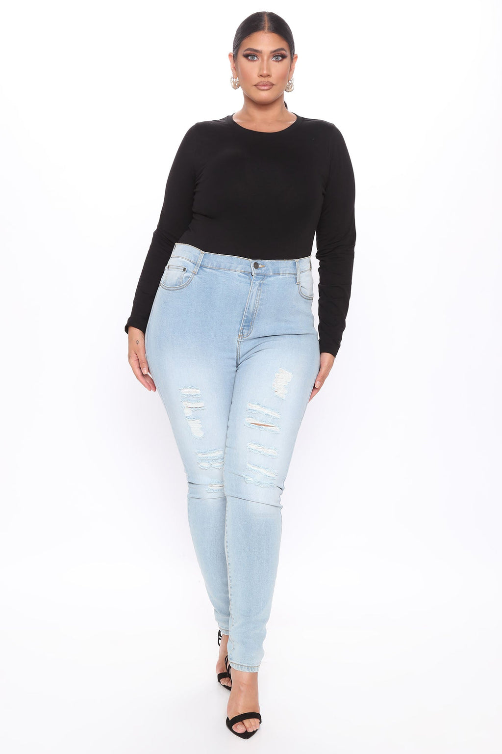 Lily Crew Neck Long Sleeve Top - Black