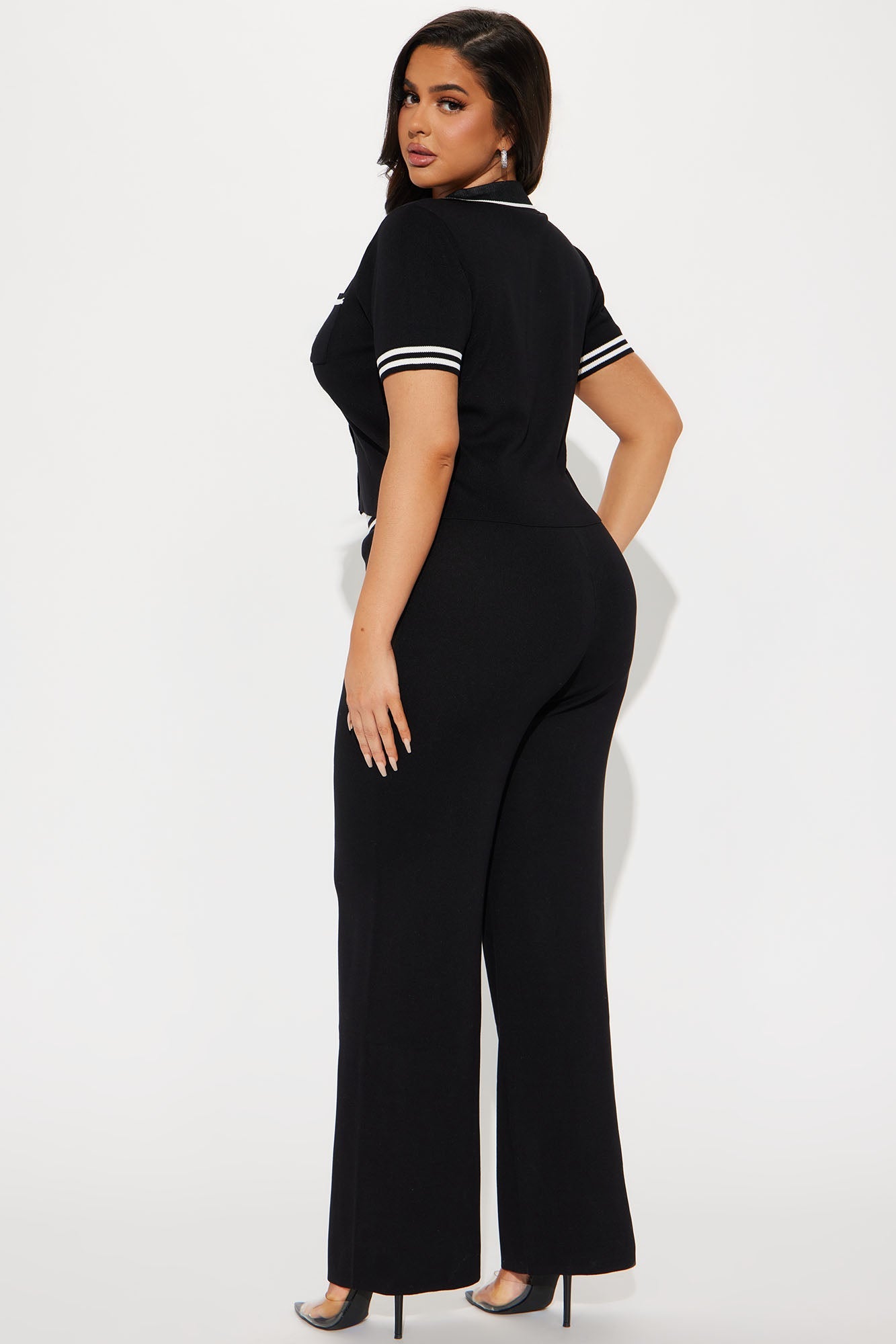 Preppy Babe Sweater Pant Set - Black