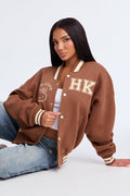 Urban Hello Kitty Fleece Bomber Jacket - Brown
