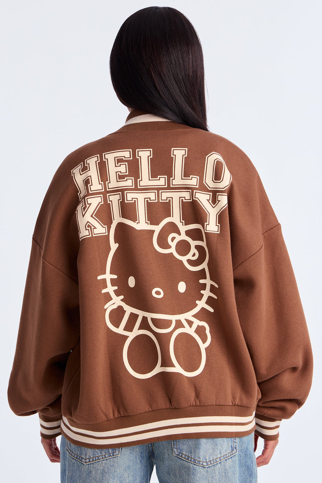 Urban Hello Kitty Fleece Bomber Jacket - Brown
