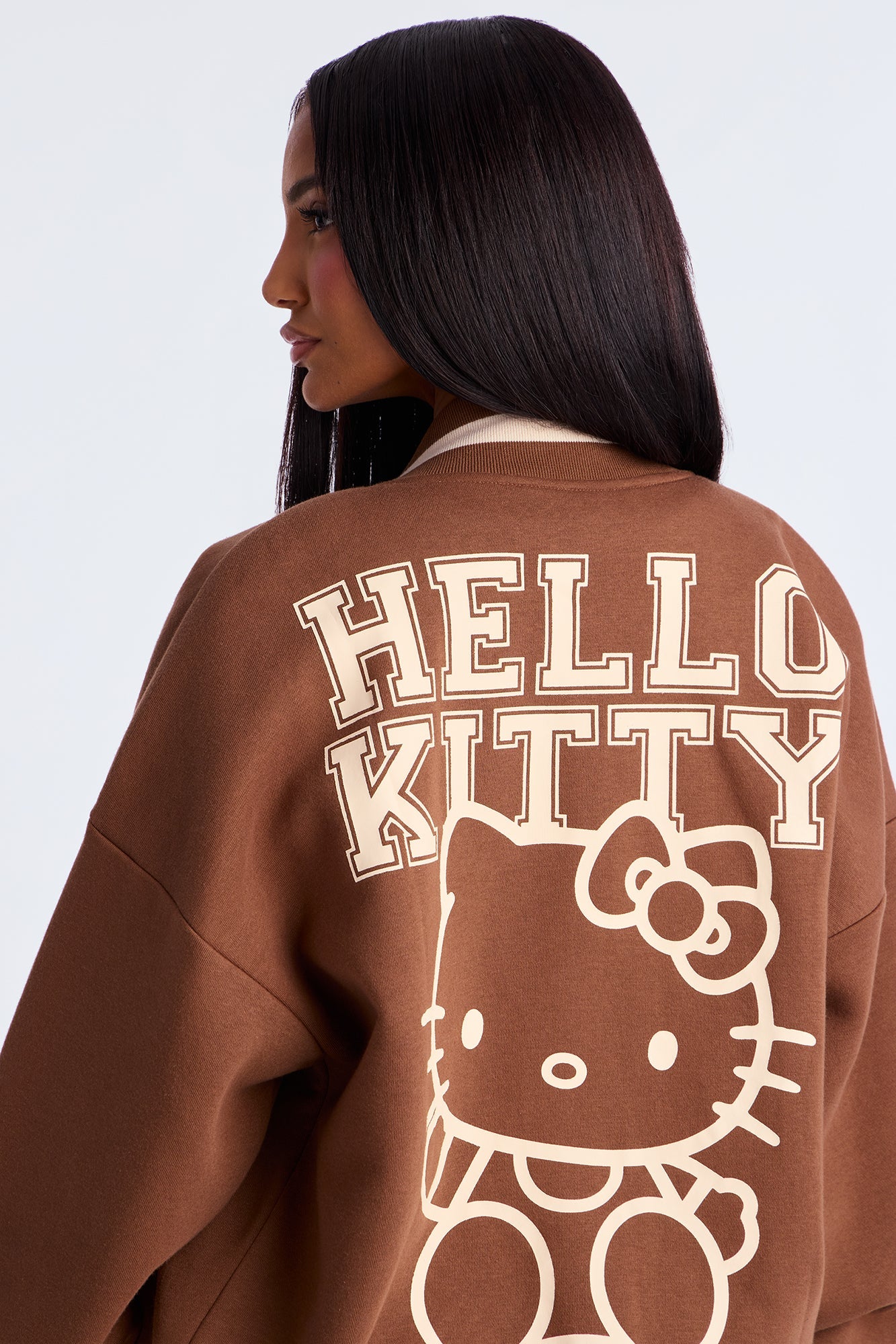 Urban Hello Kitty Fleece Bomber Jacket - Brown