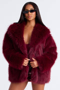 Couture Dreams Faux Fur Coat - Burgundy