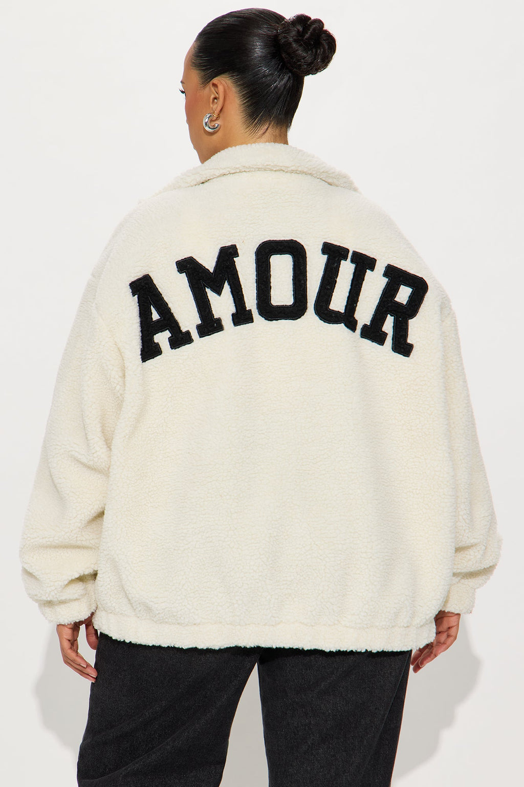 Amour Zip Up Sherpa Jacket - Cream/combo