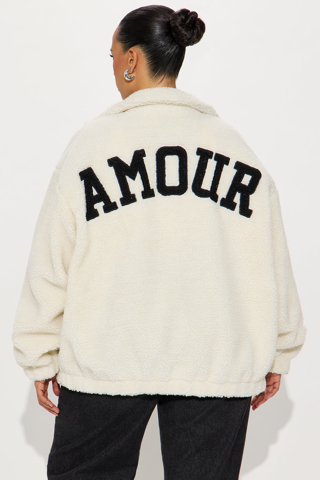 Amour Zip Up Sherpa Jacket - Cream/combo