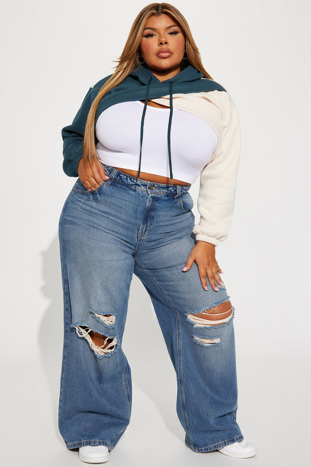 Chill Babe Cropped Lounge Hoodie - Hunter