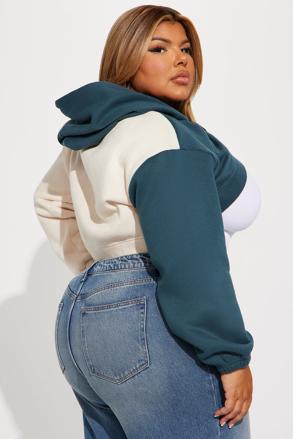 Chill Babe Cropped Lounge Hoodie - Hunter