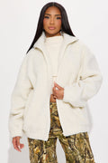 Amour Zip Up Sherpa Jacket - Cream/combo