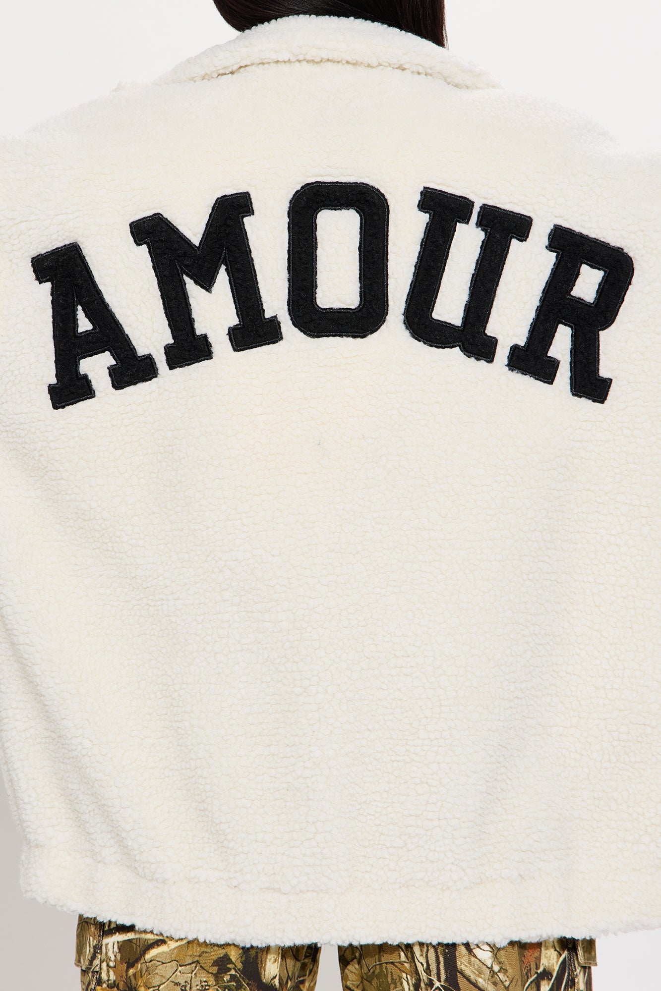 Amour Zip Up Sherpa Jacket - Cream/combo