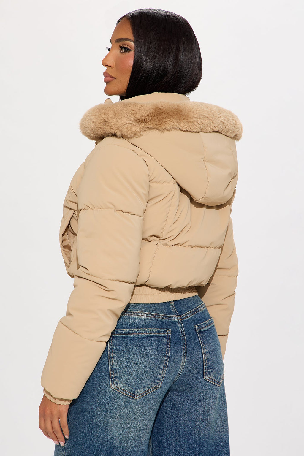 Urban Pulse Fur Hood Puffer Jacket - Khaki