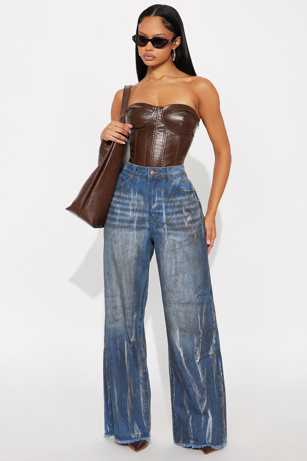 Rivington Tinted Wide Leg Dad Jeans - Dark Wash