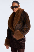 Cleo Leopard Faux Fur Coat - Brown/combo