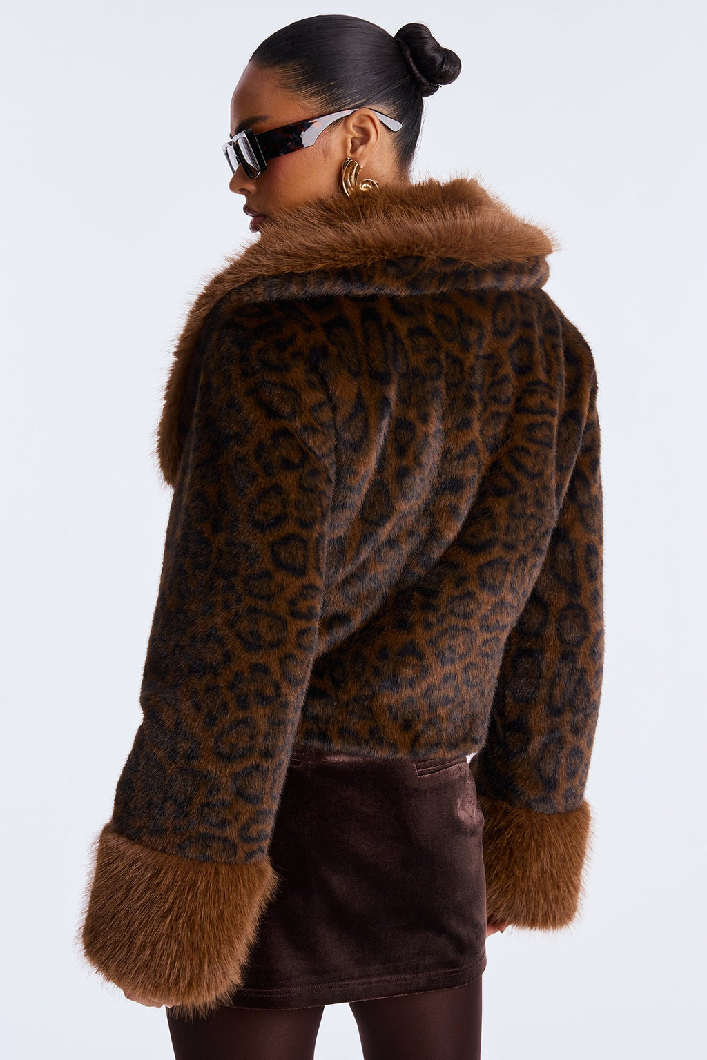 Cleo Leopard Faux Fur Coat - Brown/combo