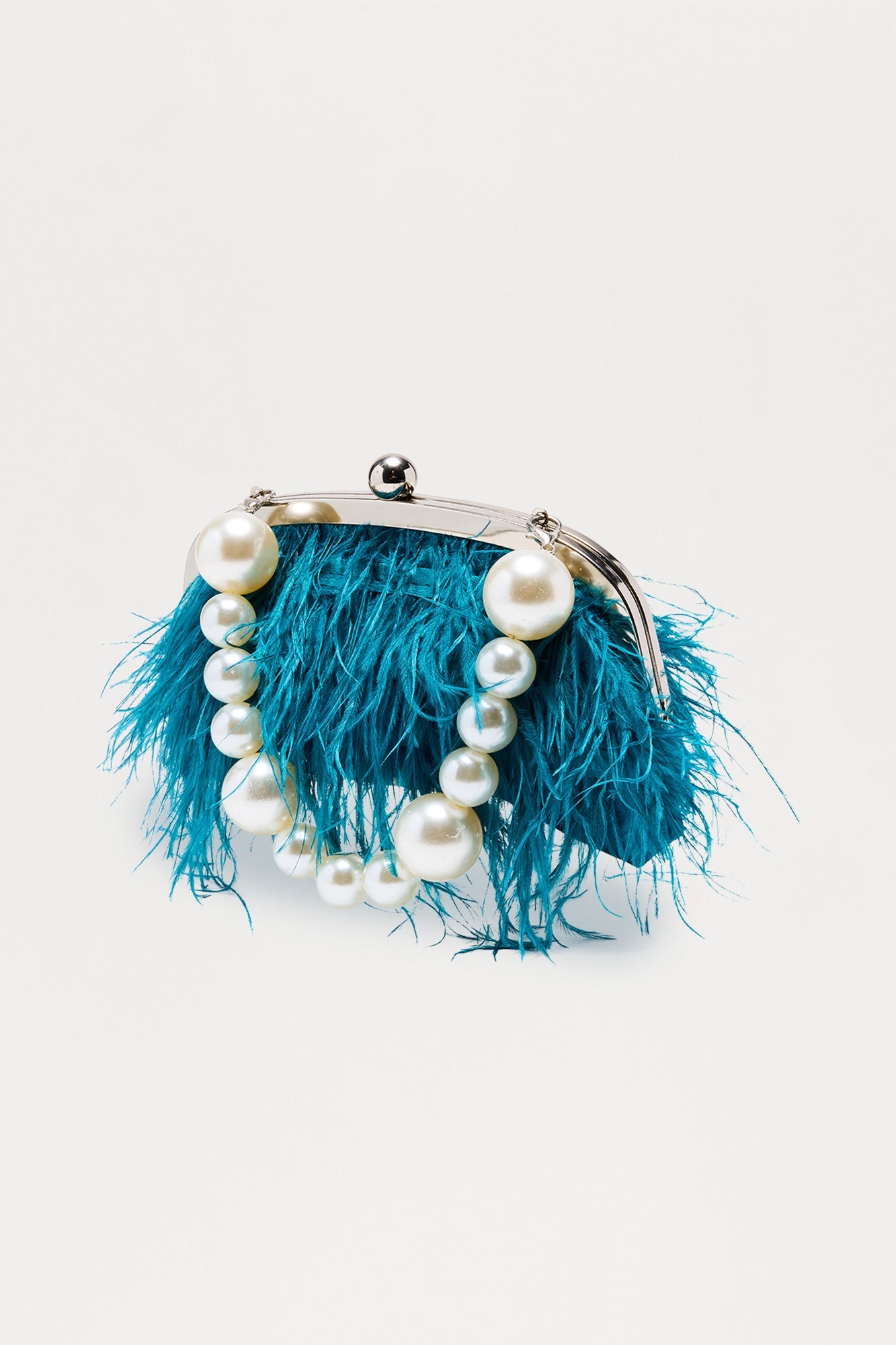 Tassel Pearl Dazzle Fringe Clutch - Teal