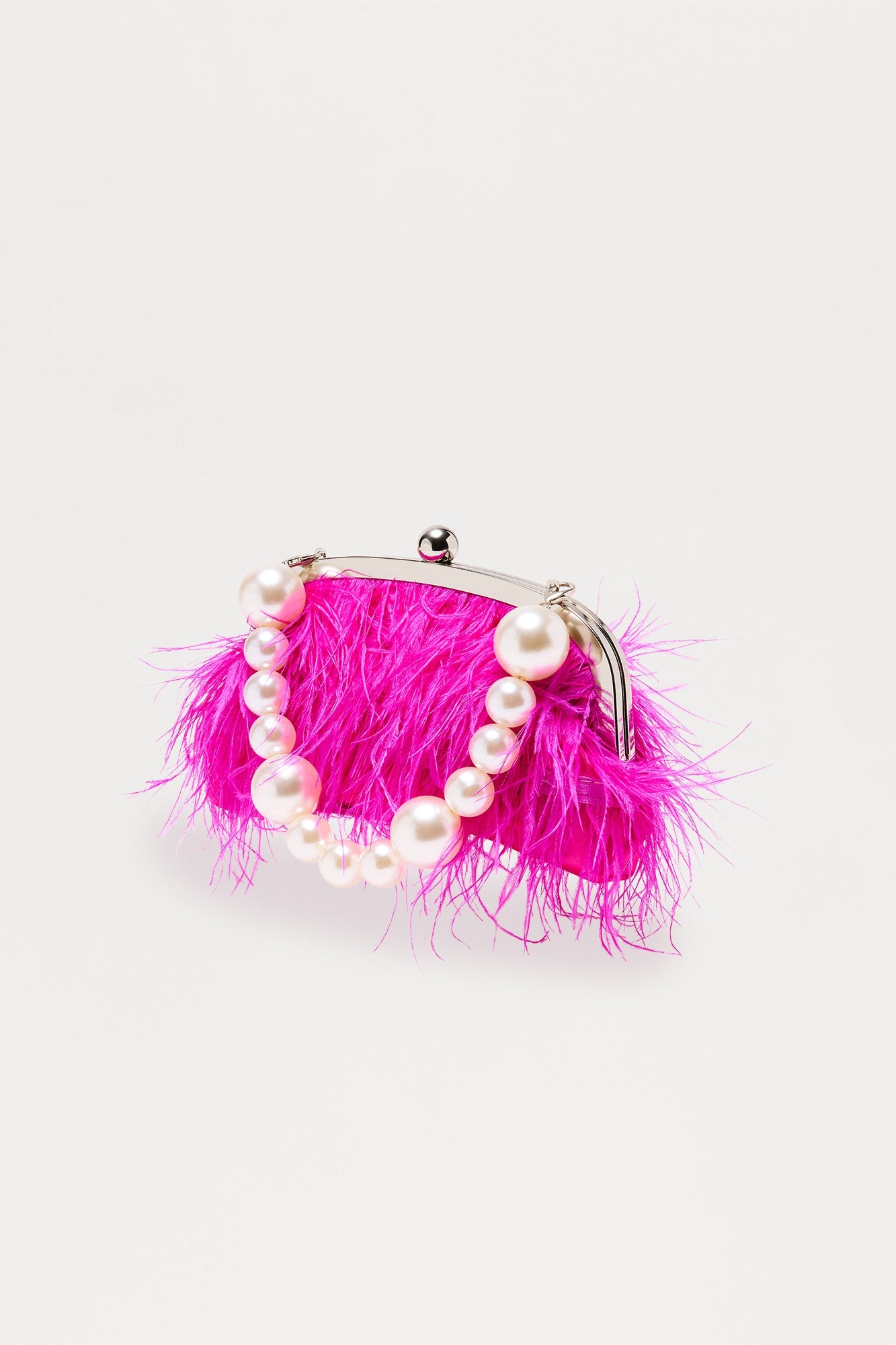 Tassel Pearl Dazzle Fringe Clutch - Fuchsia