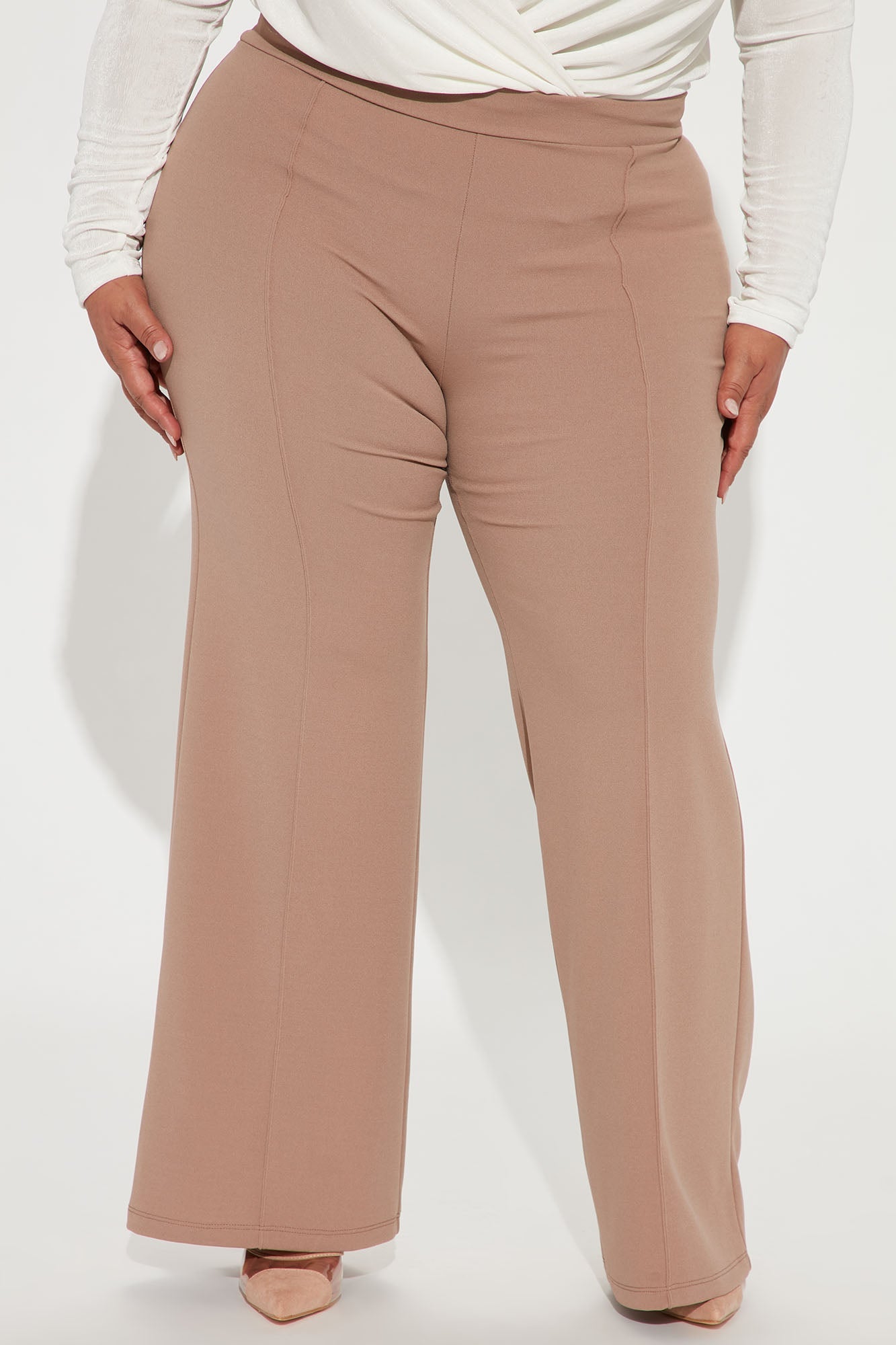 Petite Victoria High Waisted Dress Pants - Taupe