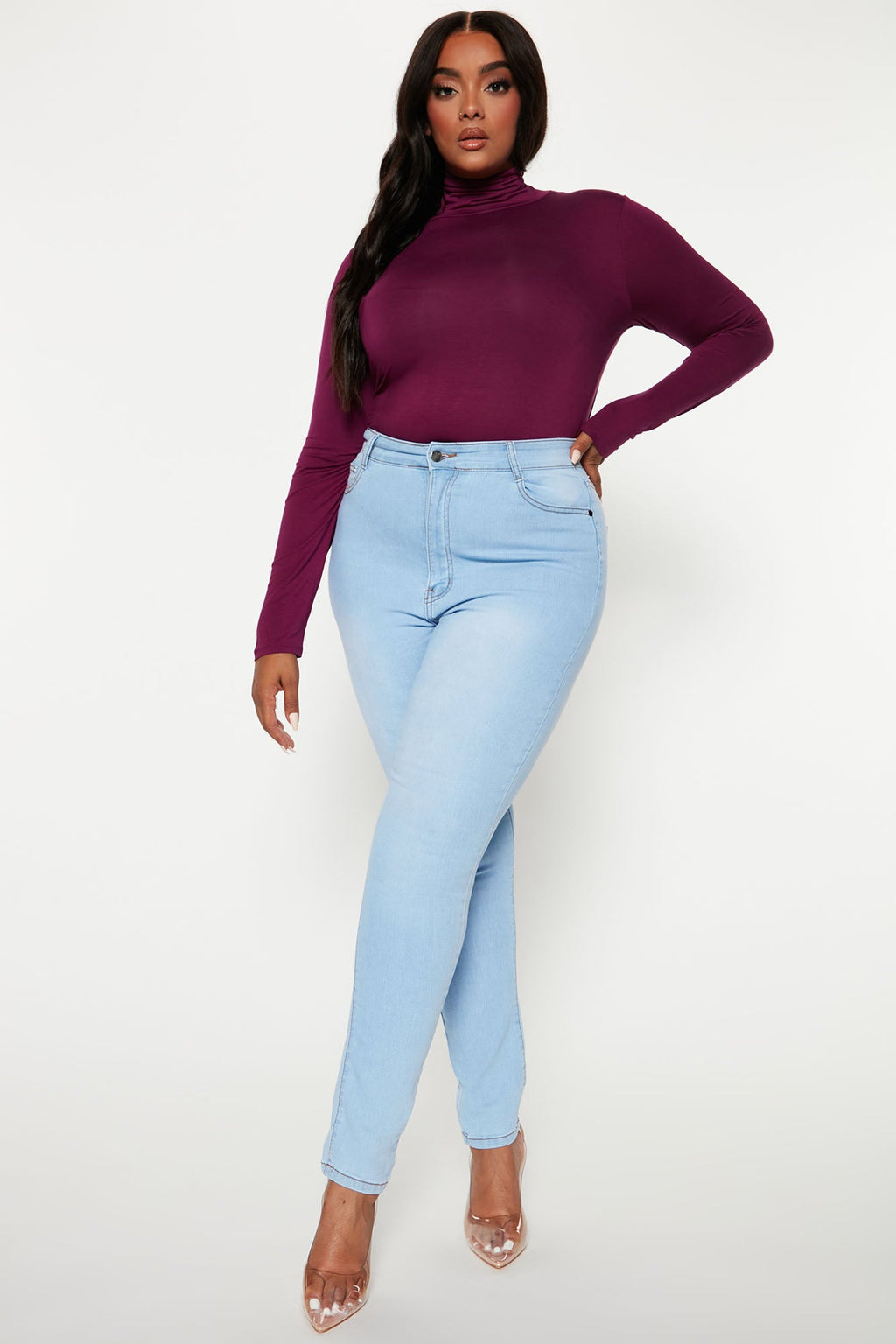 Pamela Turtle Neck Long Sleeve Top - Magenta