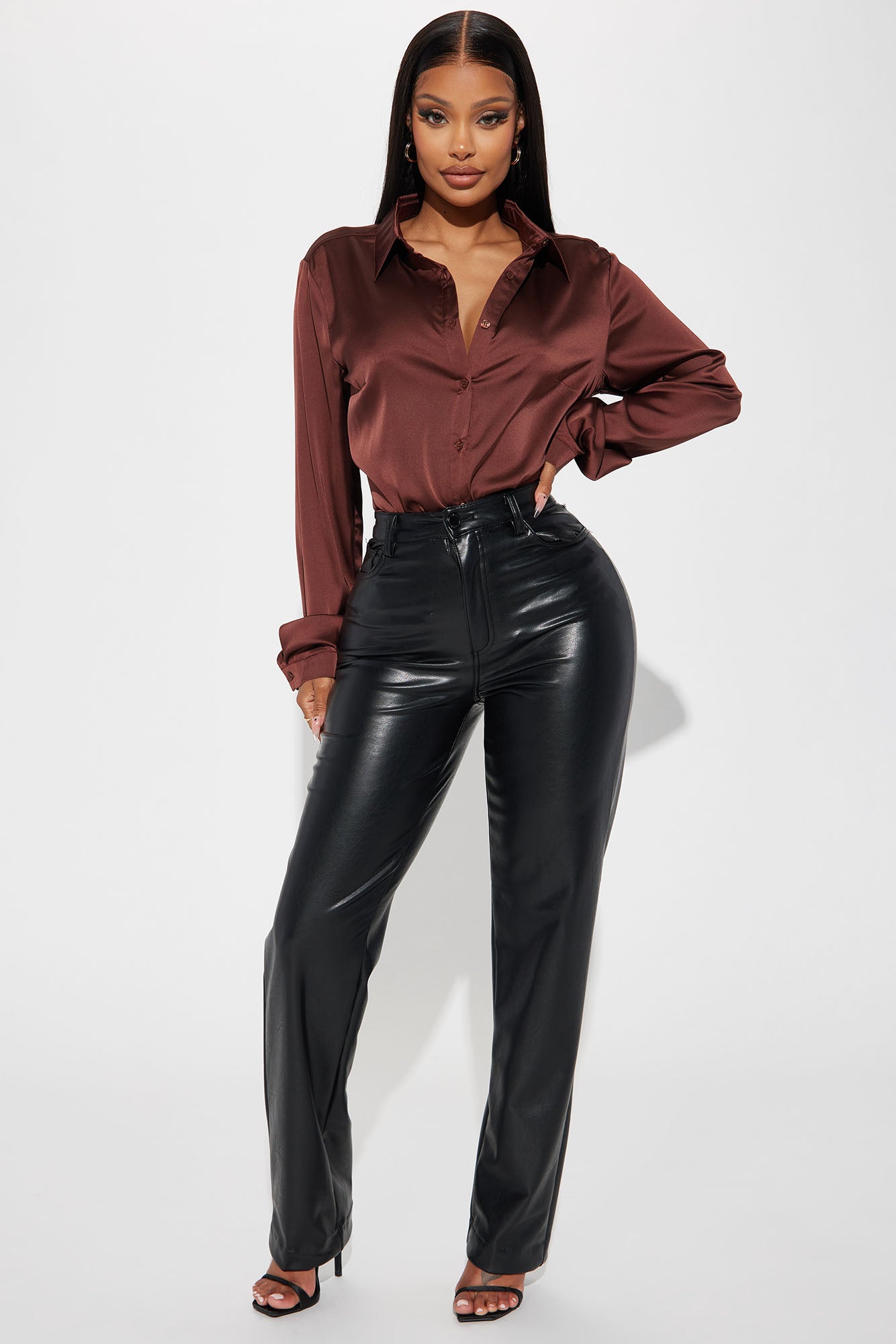 Smooth Talkin' Button Down Top - Brown