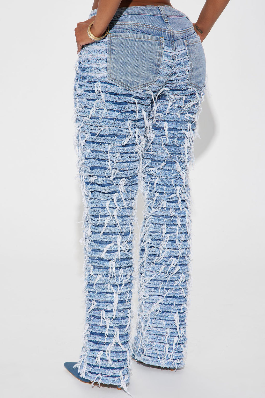Think It Over Shredded Straight Leg Jeans - Medium Wash