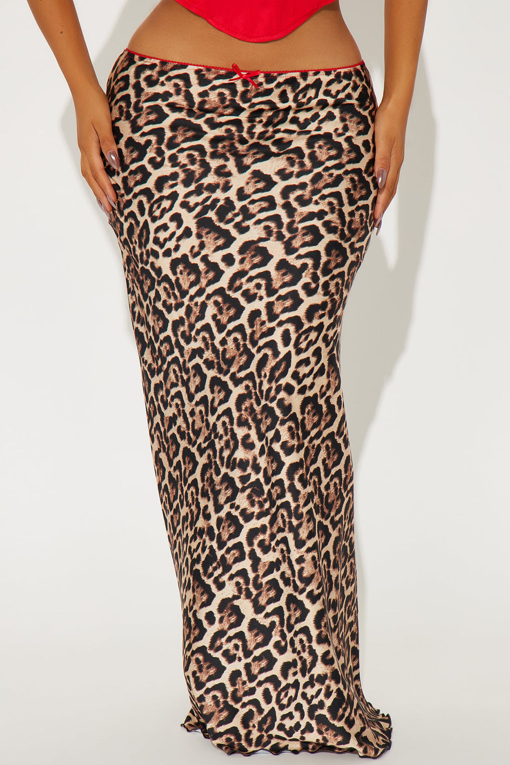 Luminous Leopard Satin Maxi Skirt - Brown/combo