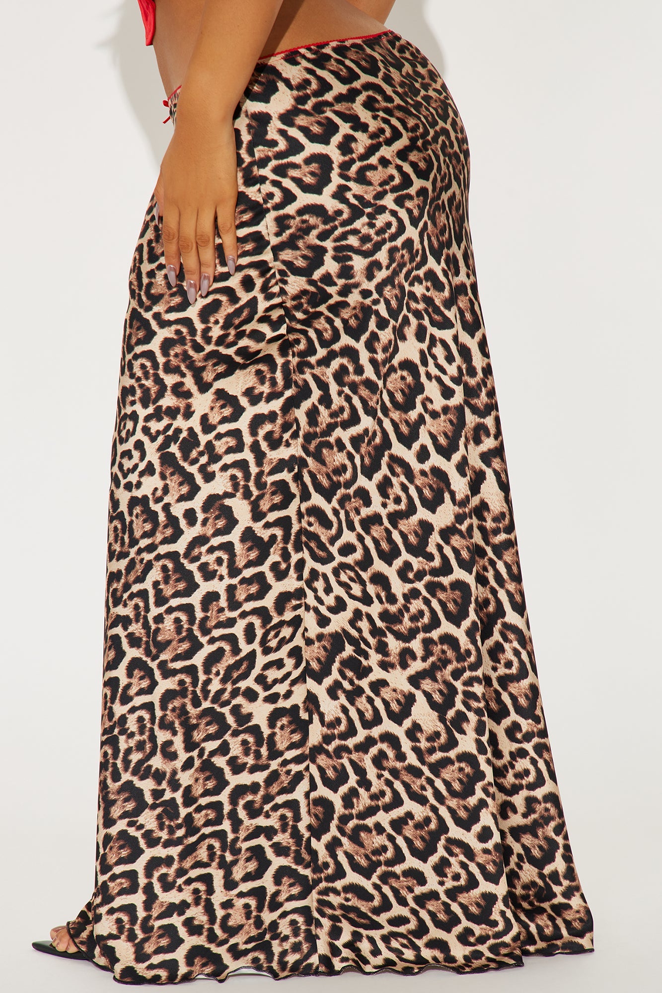 Luminous Leopard Satin Maxi Skirt - Brown/combo