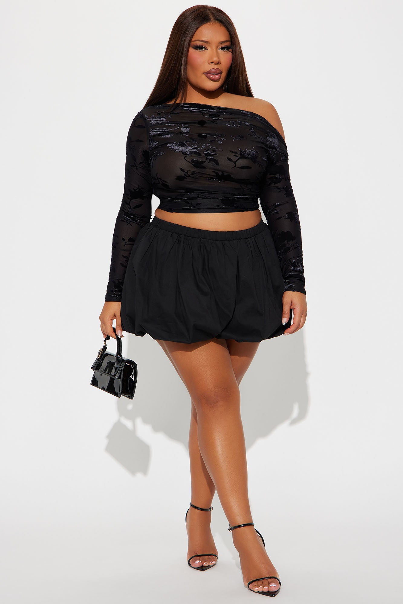Noelle Poplin Bubble Skort - Black