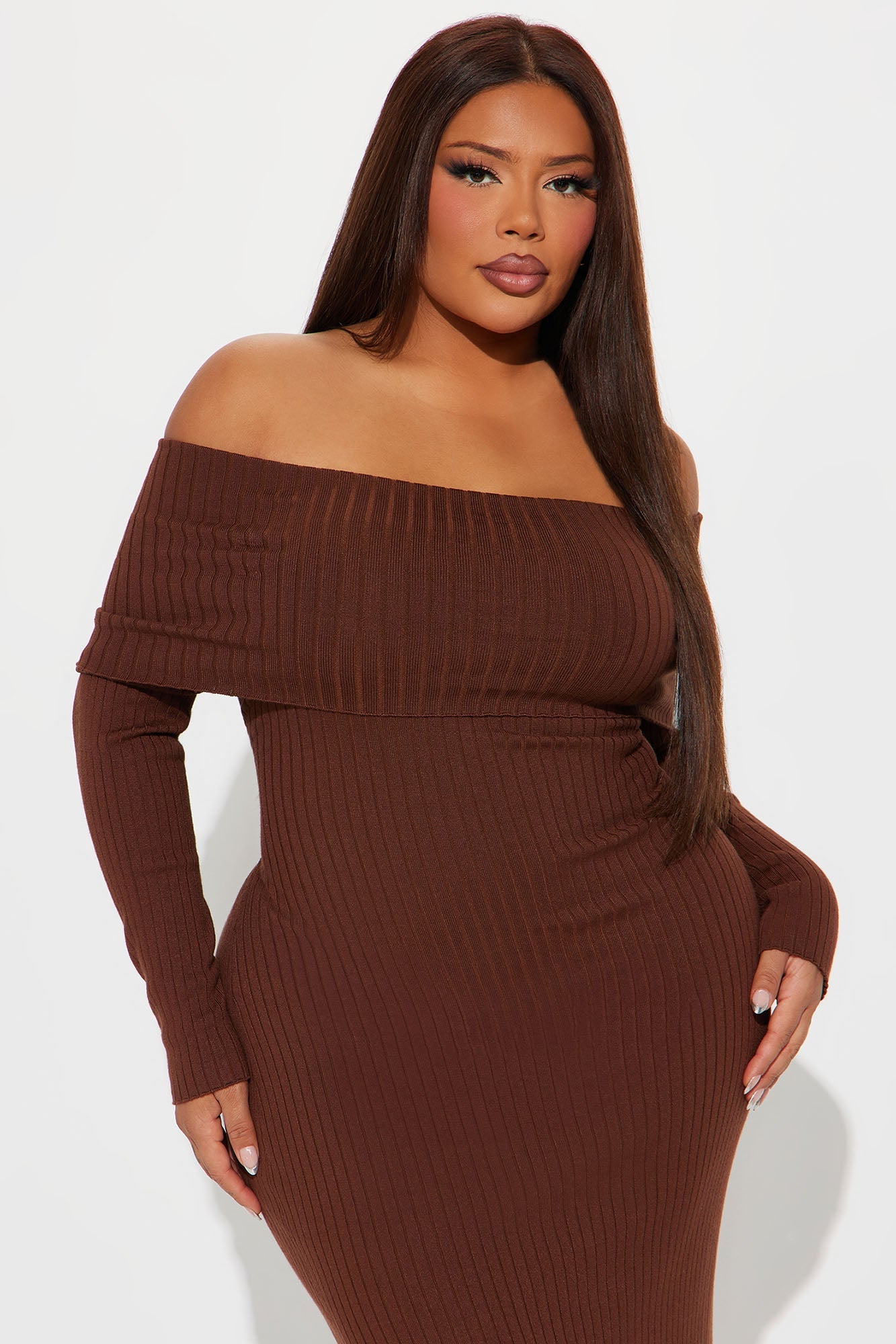 Marina Sweater Maxi Dress - Brown