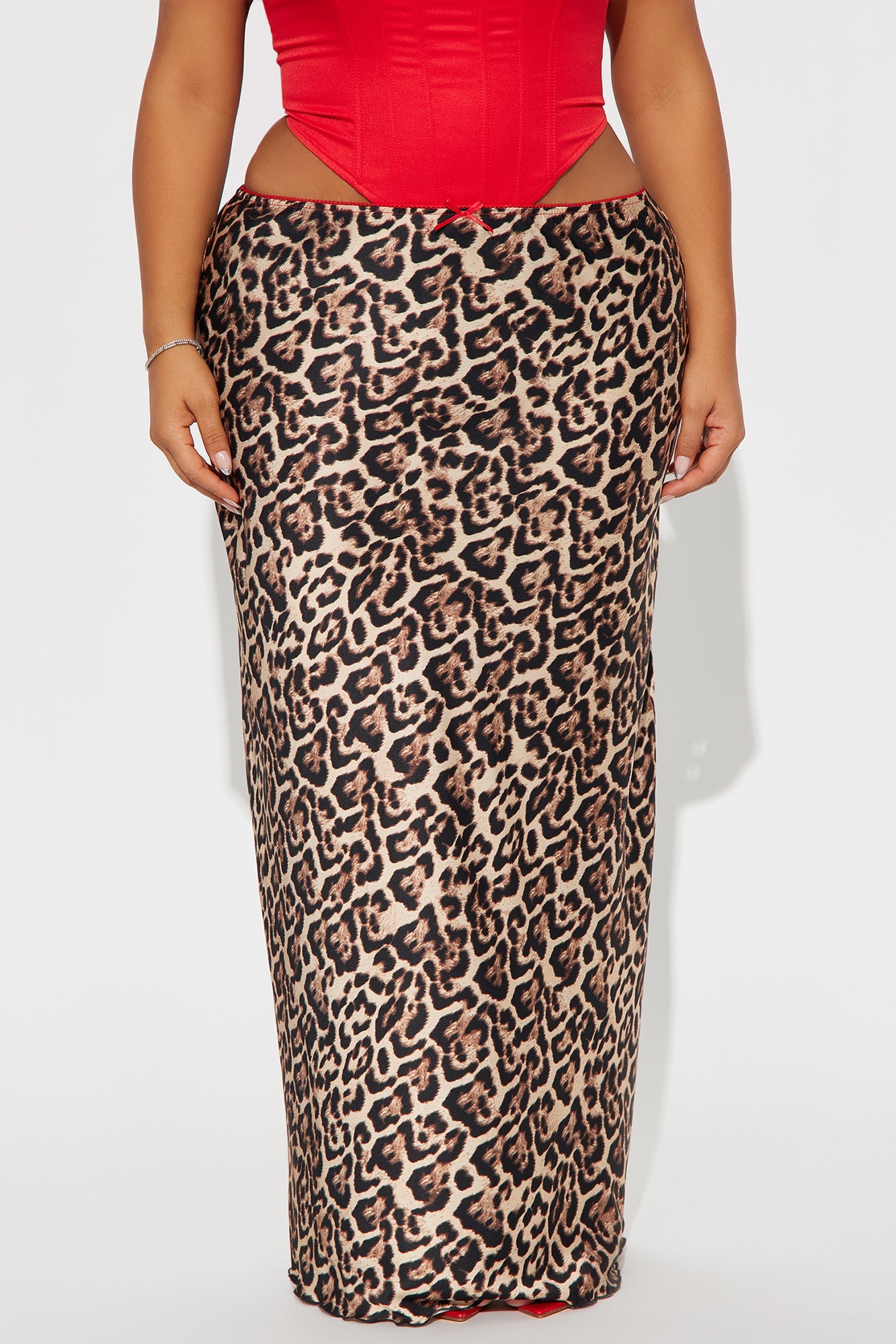 Luminous Leopard Satin Maxi Skirt - Brown/combo