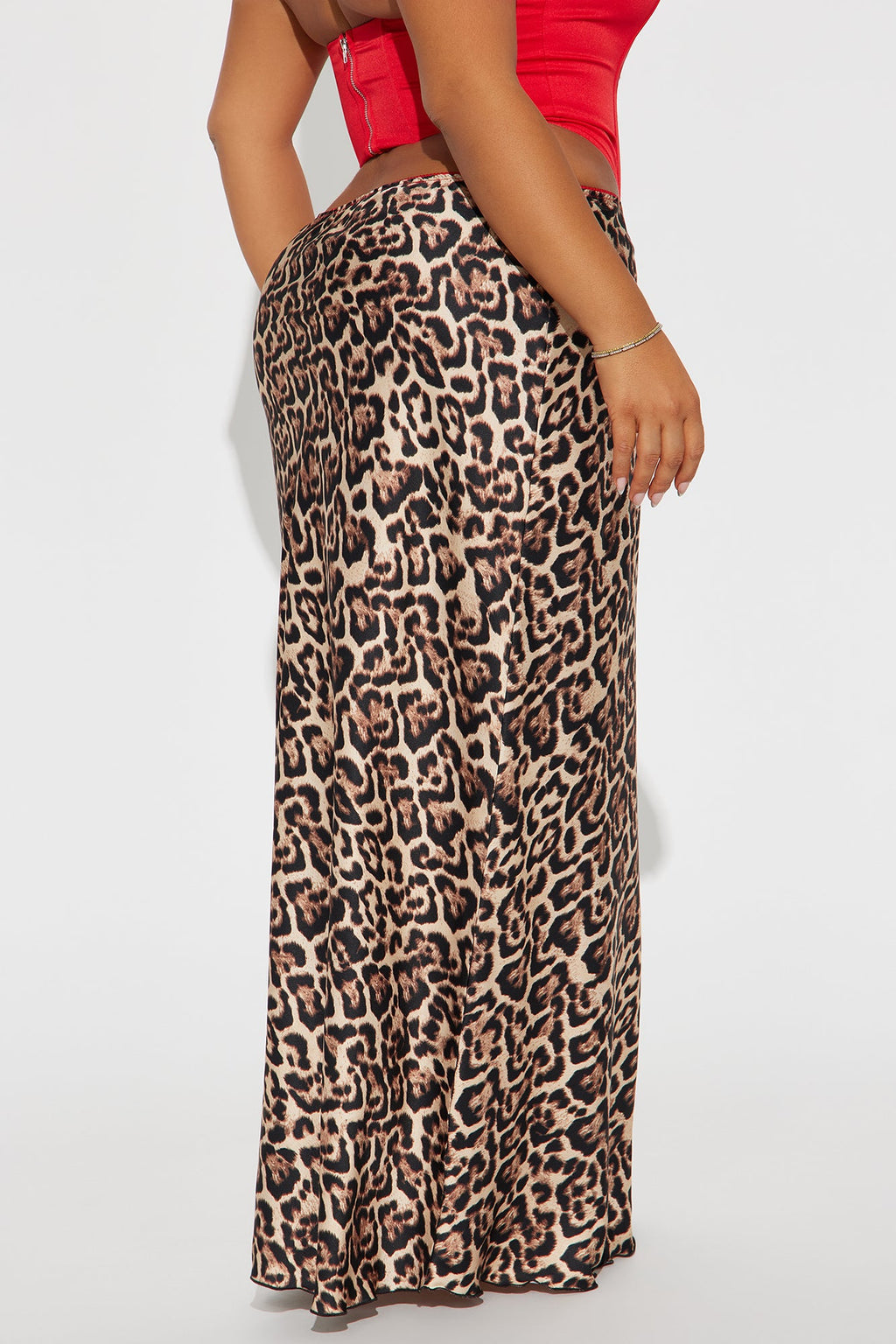 Luminous Leopard Satin Maxi Skirt - Brown/combo