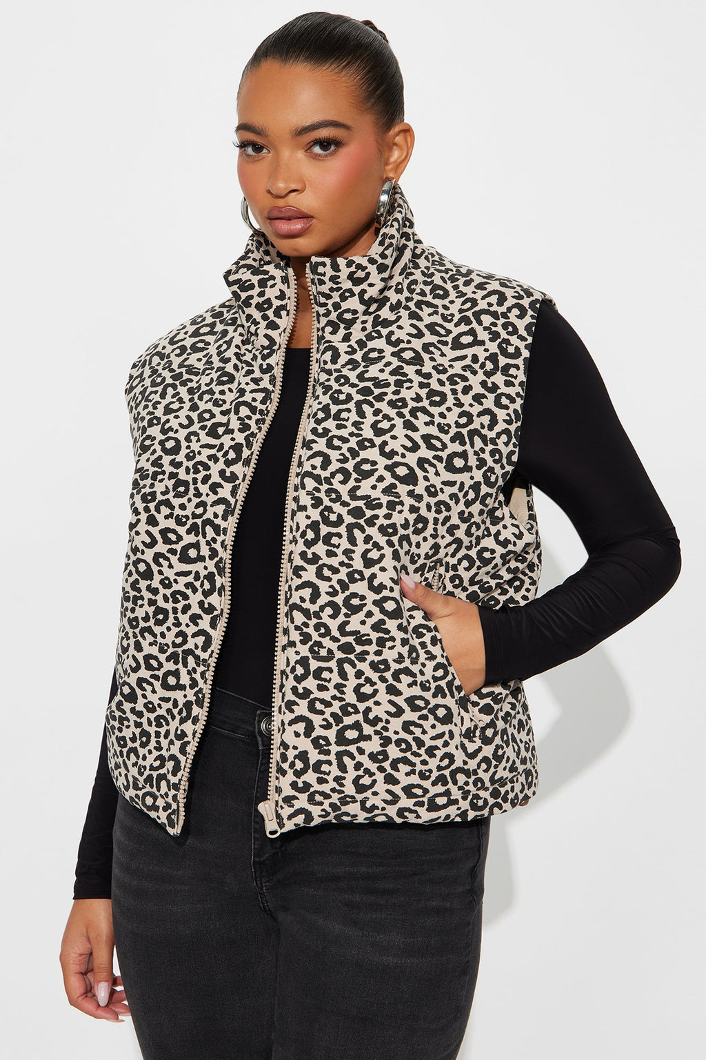Lana Leopard Puffer Vest - Leopard