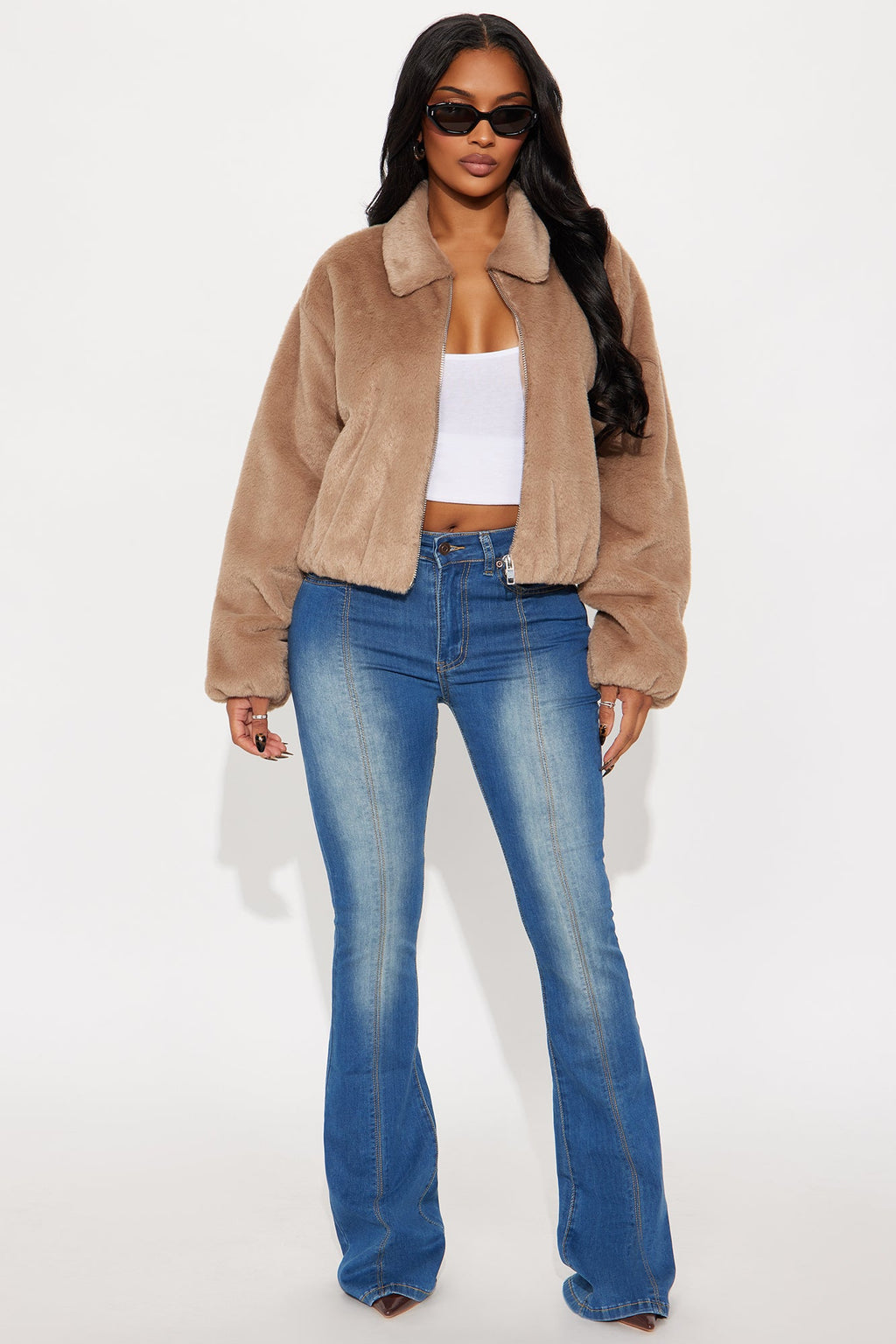 By My Side Faux Fur Bomber Jacket - Taupe