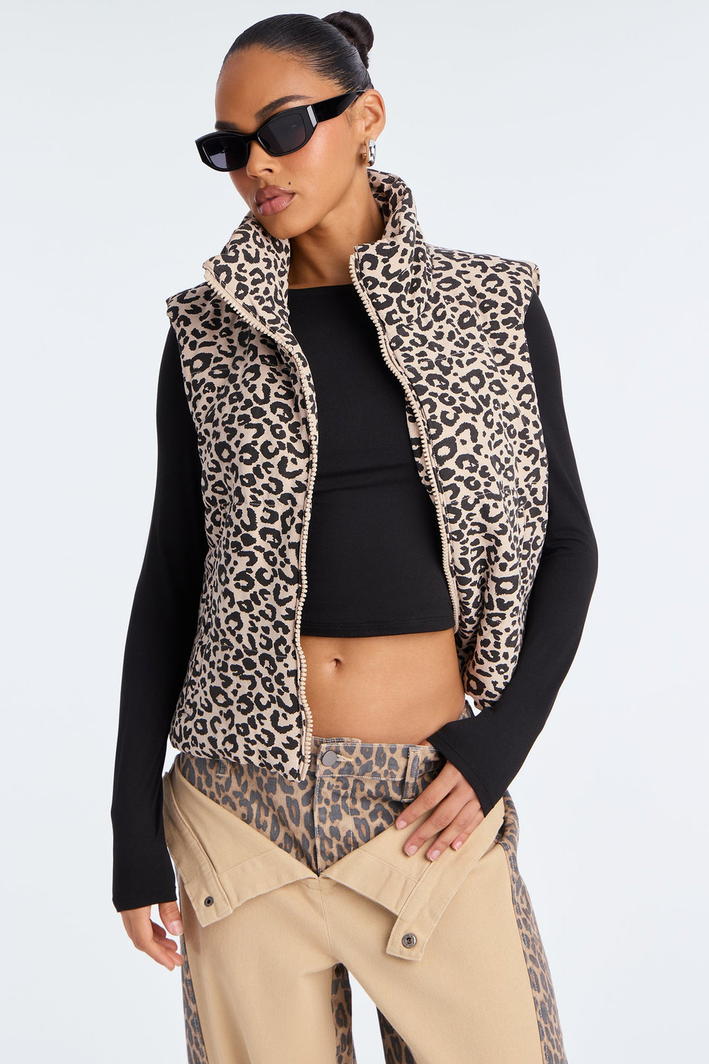Lana Leopard Puffer Vest - Leopard